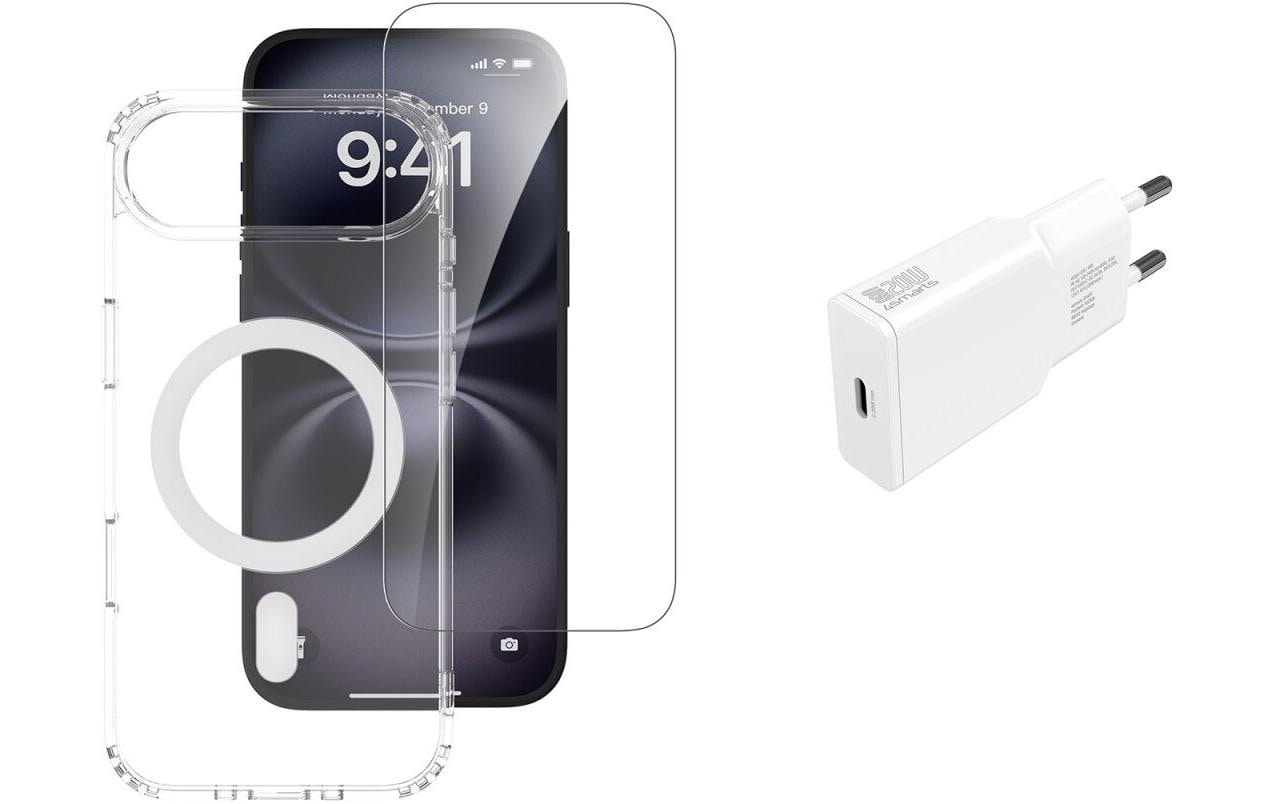 4SMARTS 3in1 Set, Glas, Cover, Charger