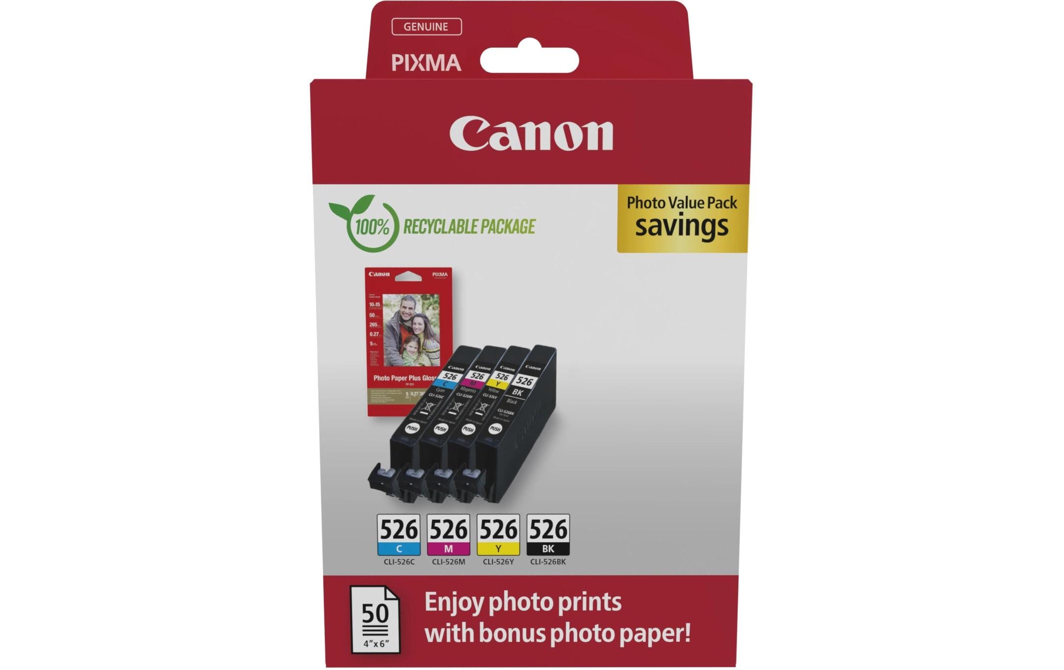 Canon Tintenset CLI-526 + Fotopapier Value
