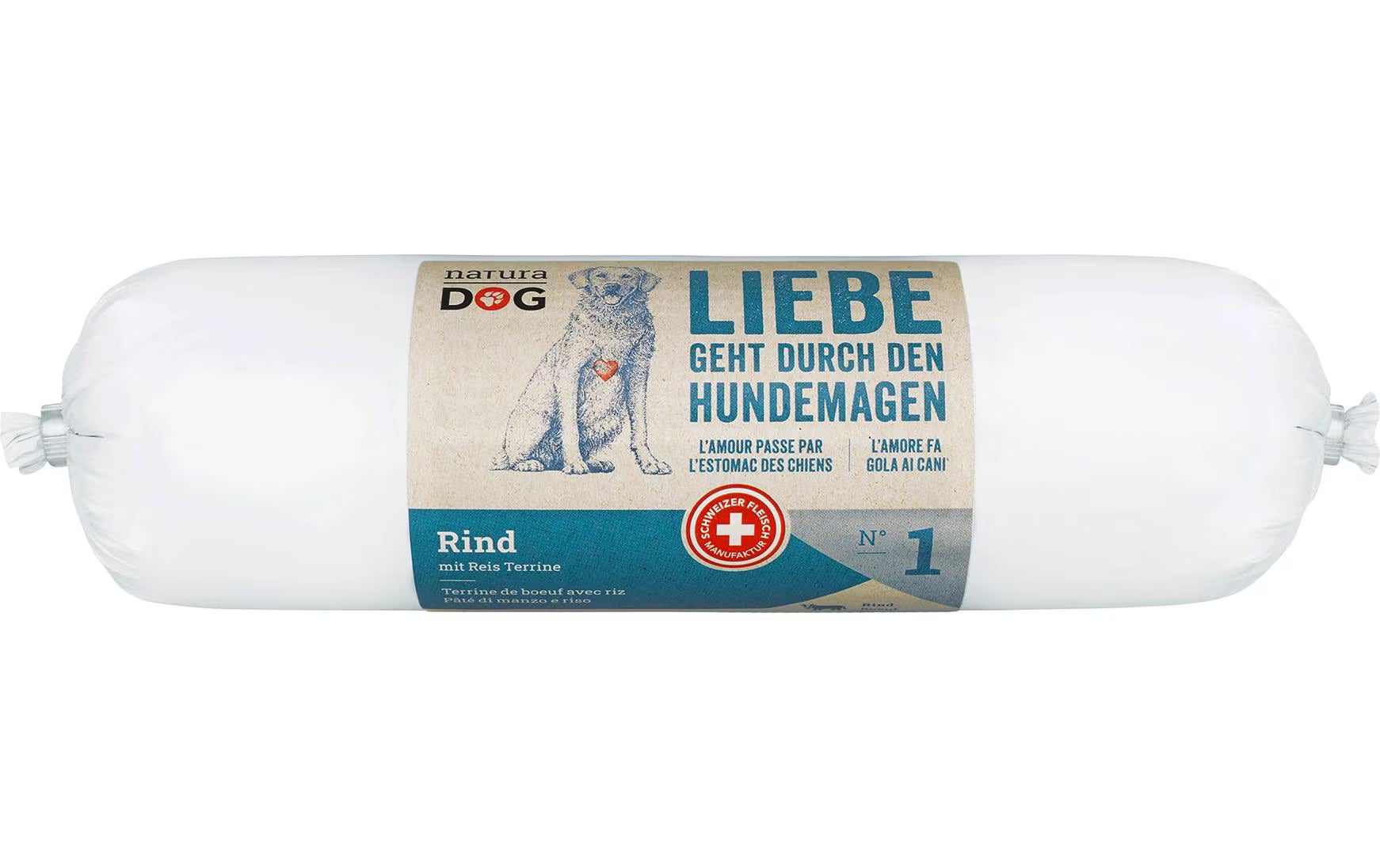 naturaDog Nassfutter Rind mit Reis Terrine,