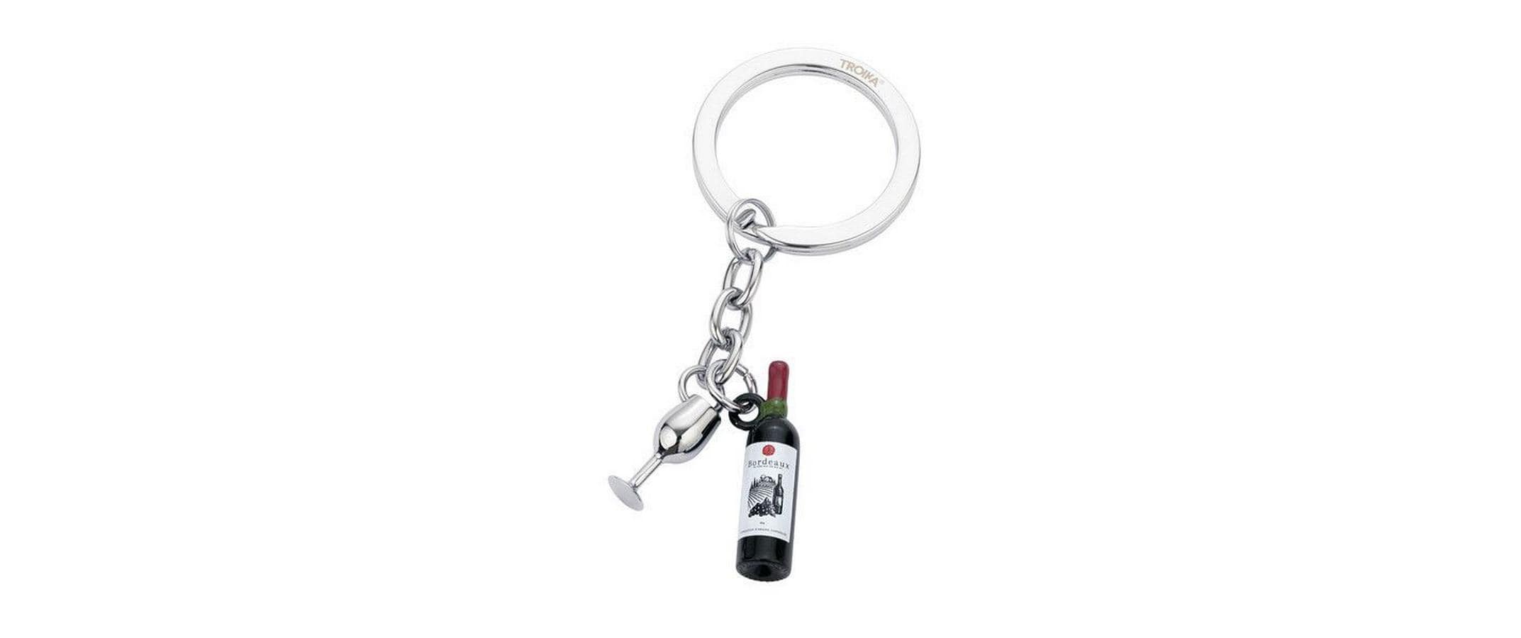 Troika Schlüsselanhänger Weinflasche, Glas