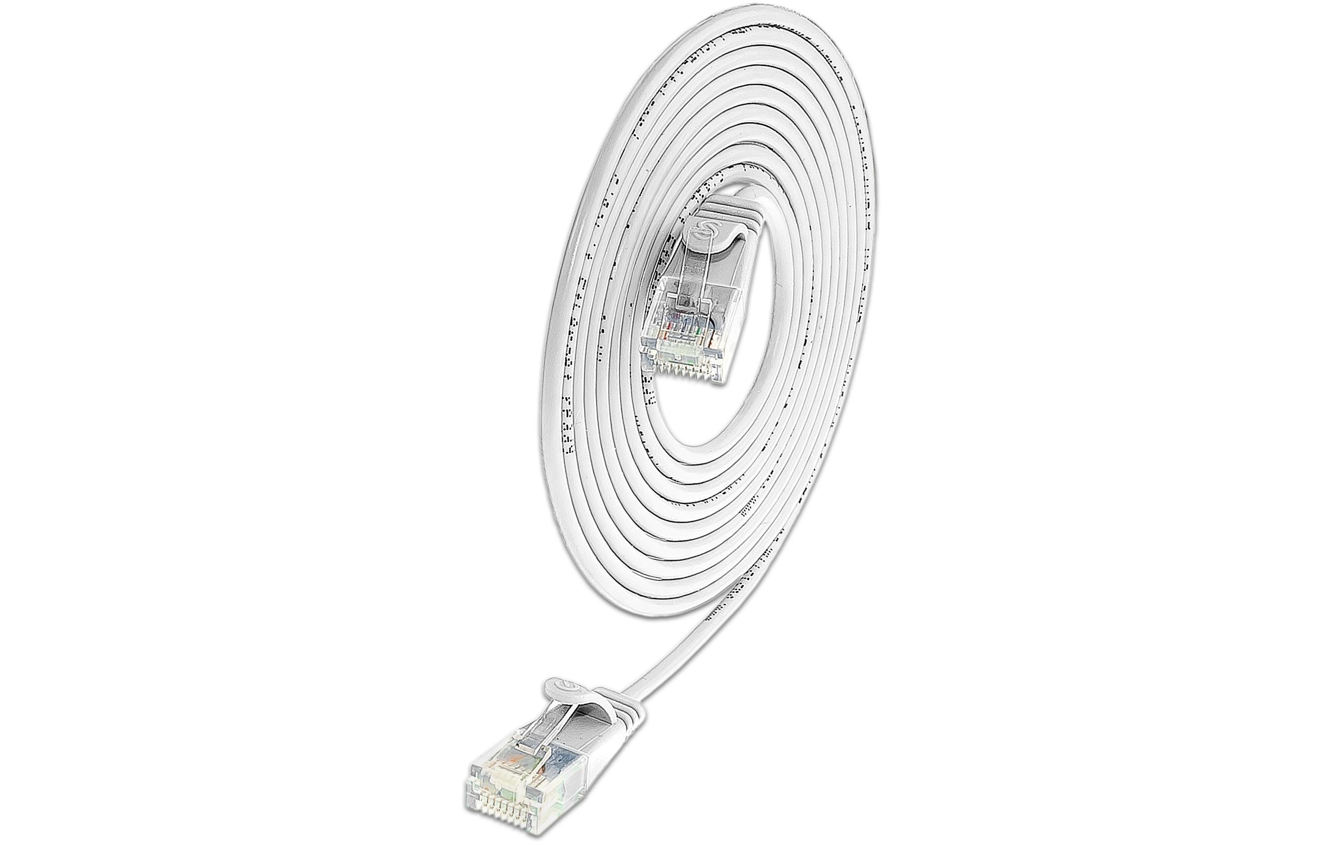 SLIM Patchkabel: U/UTP, 7.5m, weiss