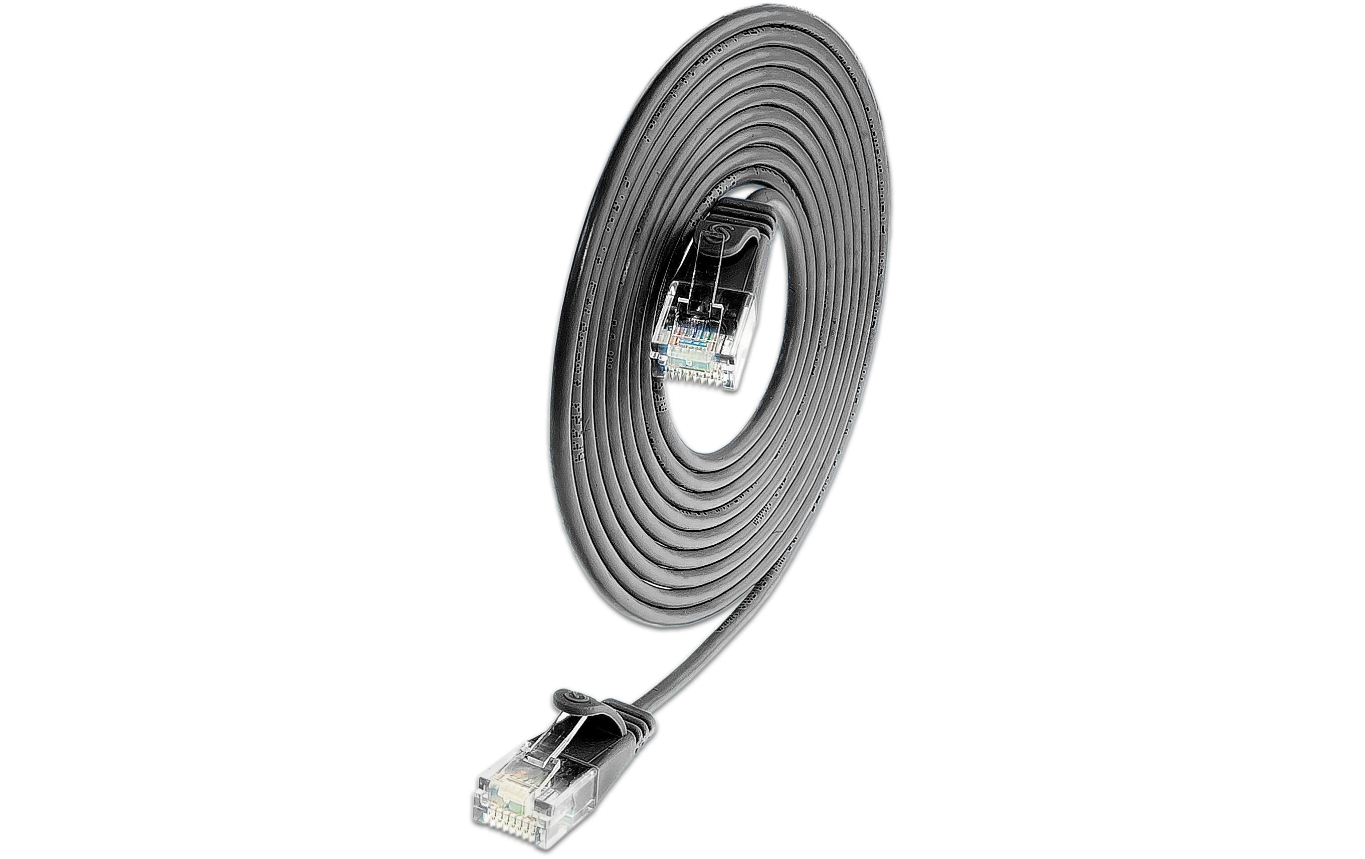 SLIM Patchkabel: U/UTP, 10cm, schwarz