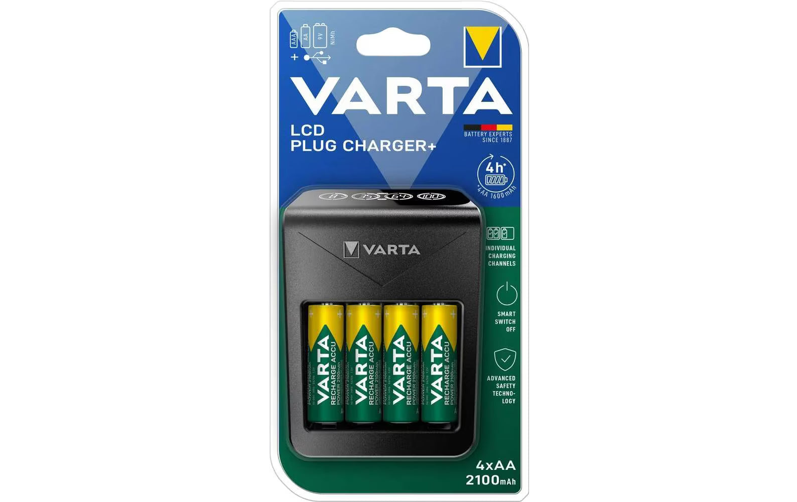Varta LCD Plug Charger+ 4xAA R2U 2100mAh