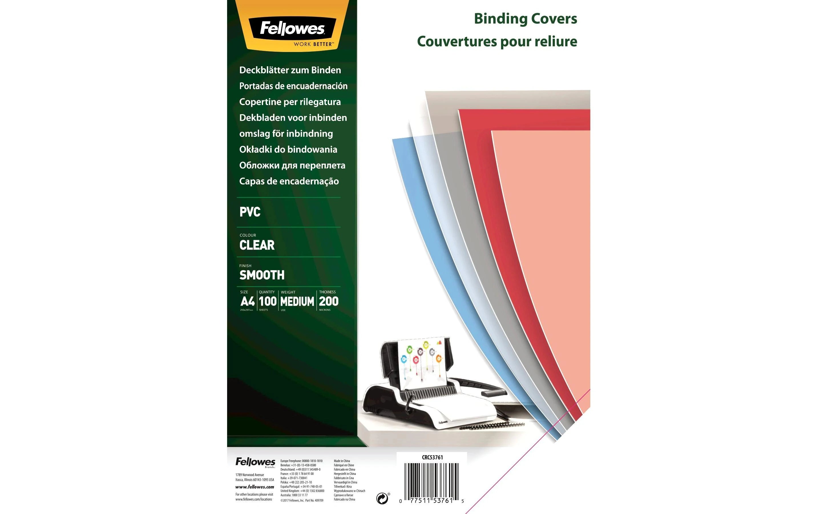 Fellowes Deckblatt Transparent,200 Micron