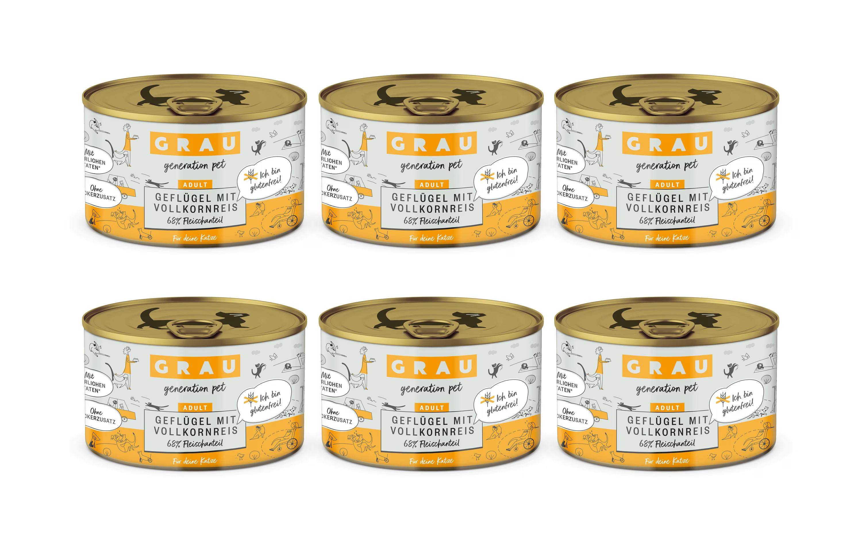 Grau Cat Geflügel + Vollkornreis 6x200g KIT