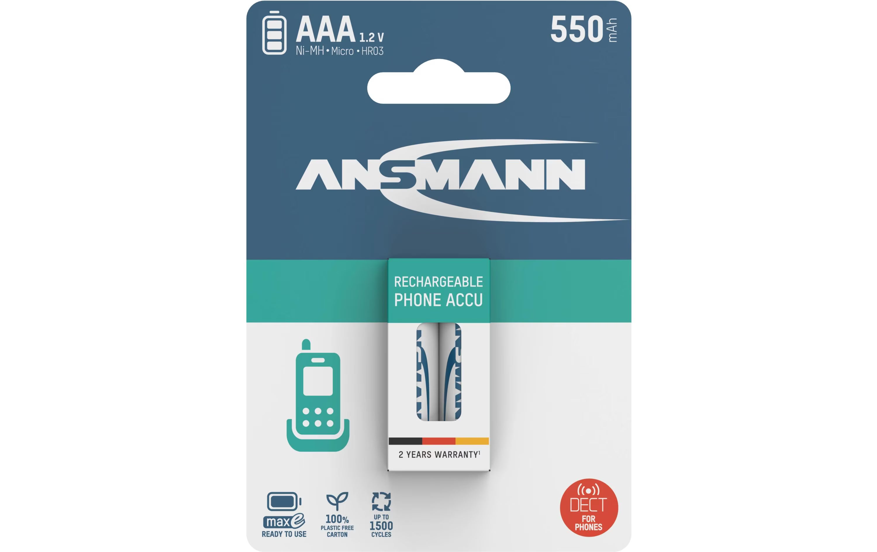 Ansmann Akku AAA NiMH 550 mAh 1.2V 2er