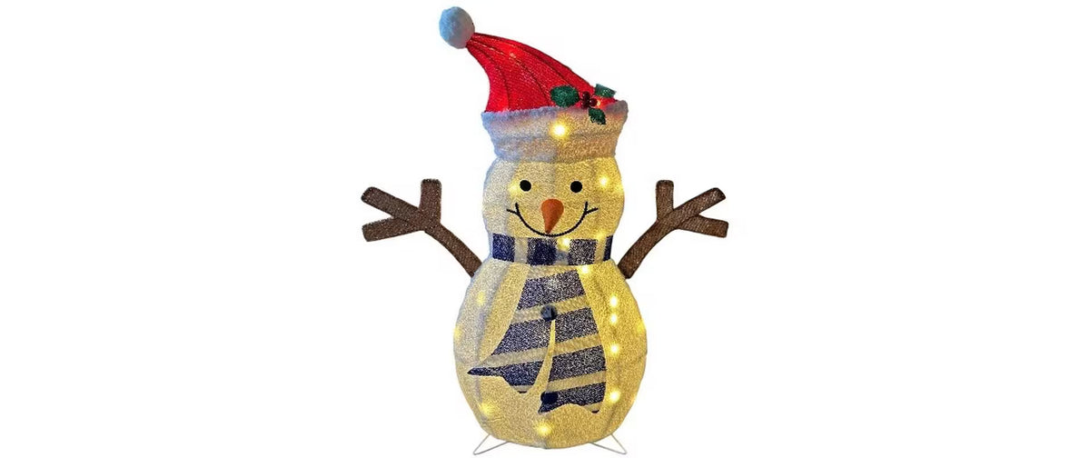 Dameco LED Deko Schneemann mit roter Mütze