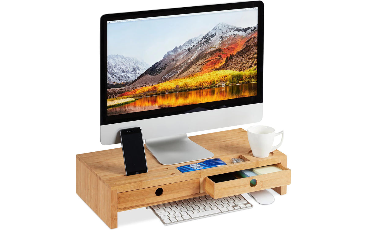 Relaxdays Monitorständer 2 Schubladen