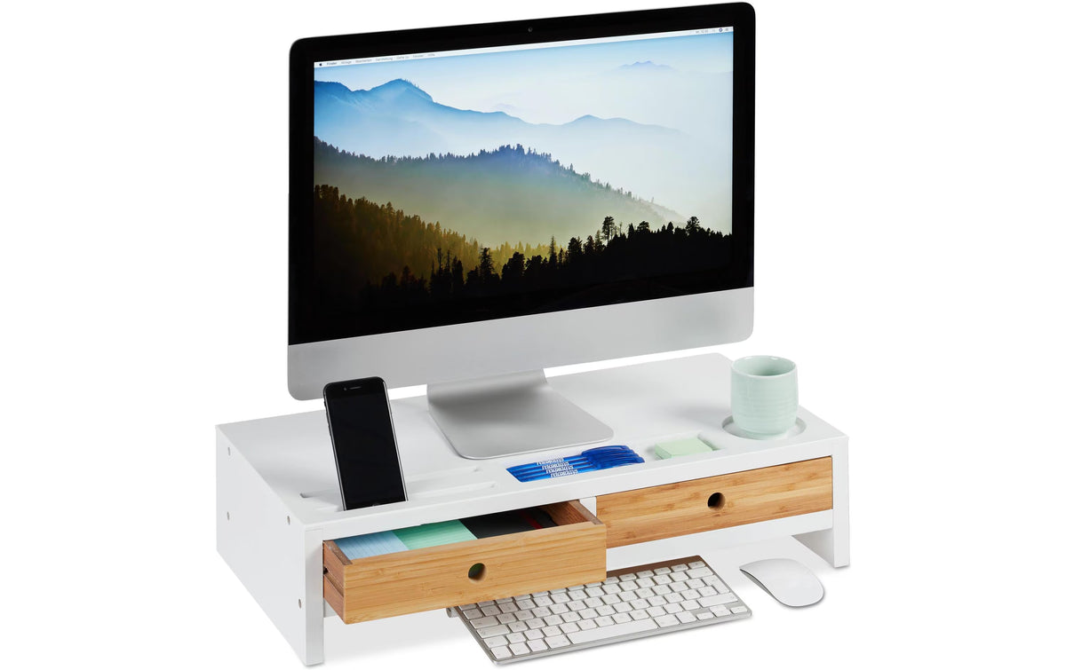 Relaxdays Monitorständer 2 Schubladen