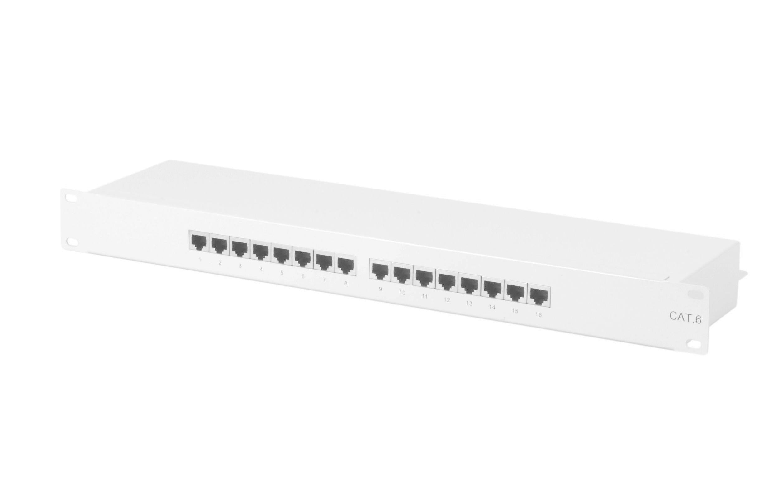 equip 19 Patchpanel: 16 Port, 1HE, grau