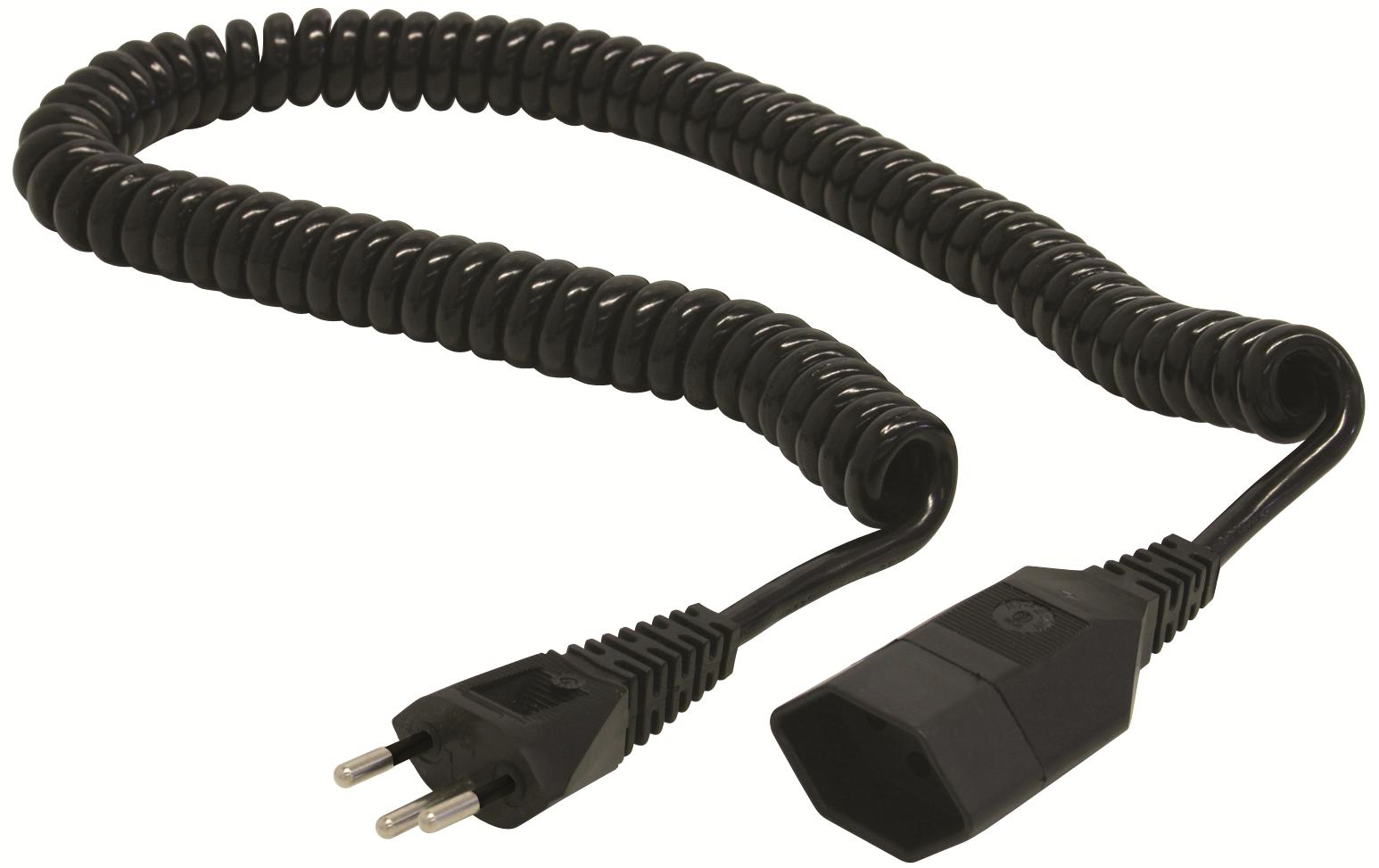 Spiralverlängerungskabel 4 m, schwarz, TD