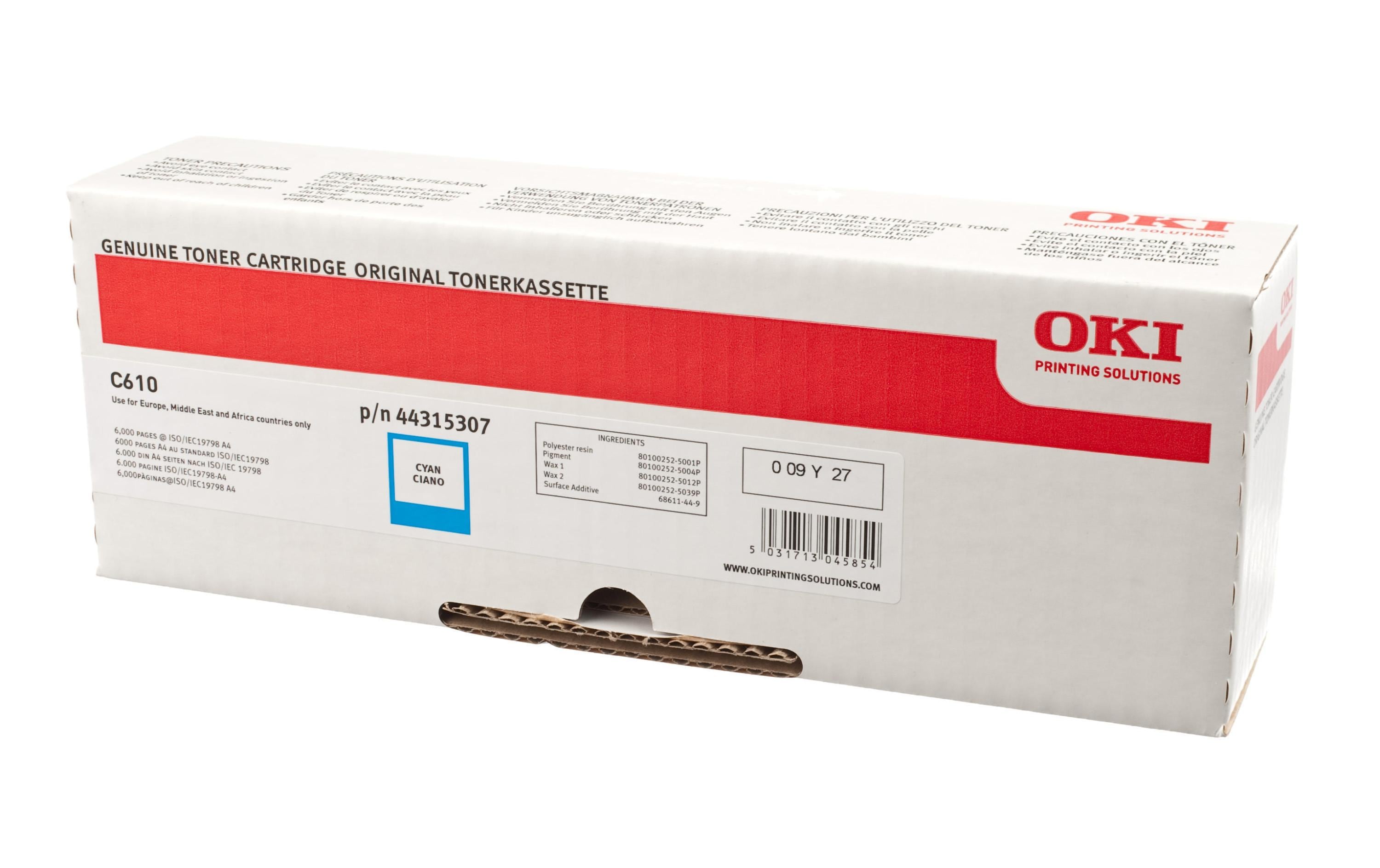 OKI Toner 44315307, zu OKI C610 Serie, cyan