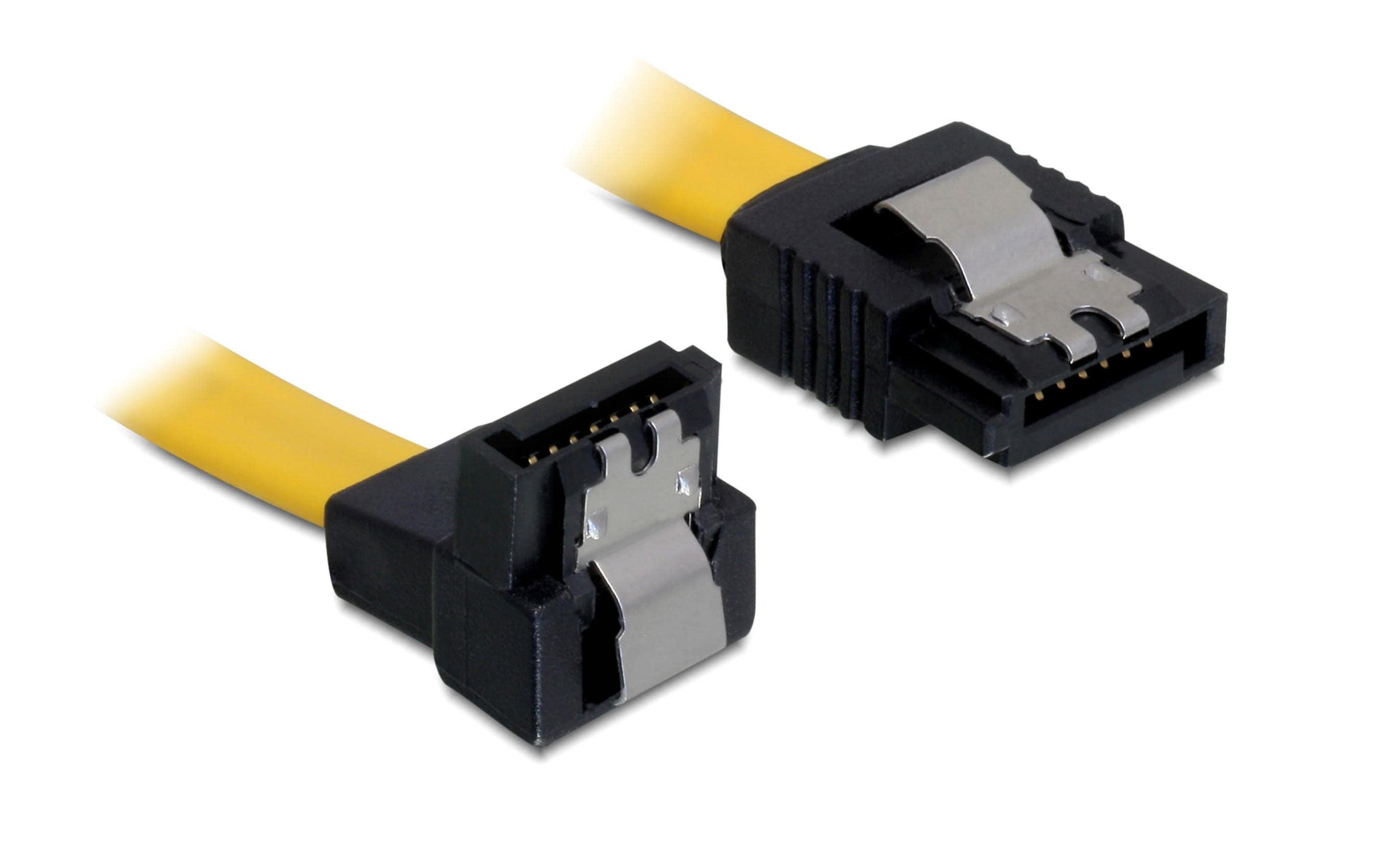 Delock SATA-3 Kabel: 10cm, Metall Clip,gelb