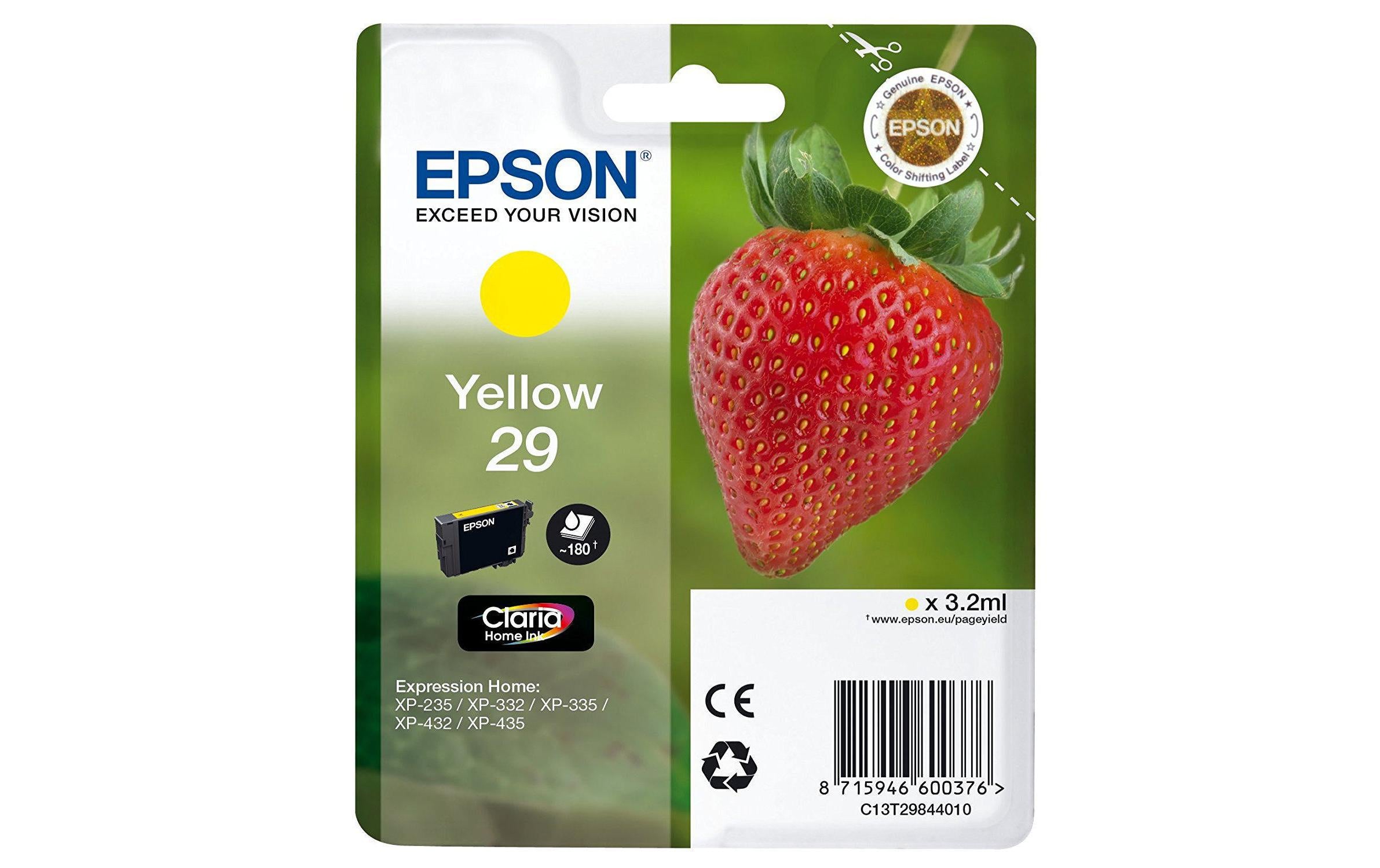 Tinte Epson C13T29844012, yellow, 180 S