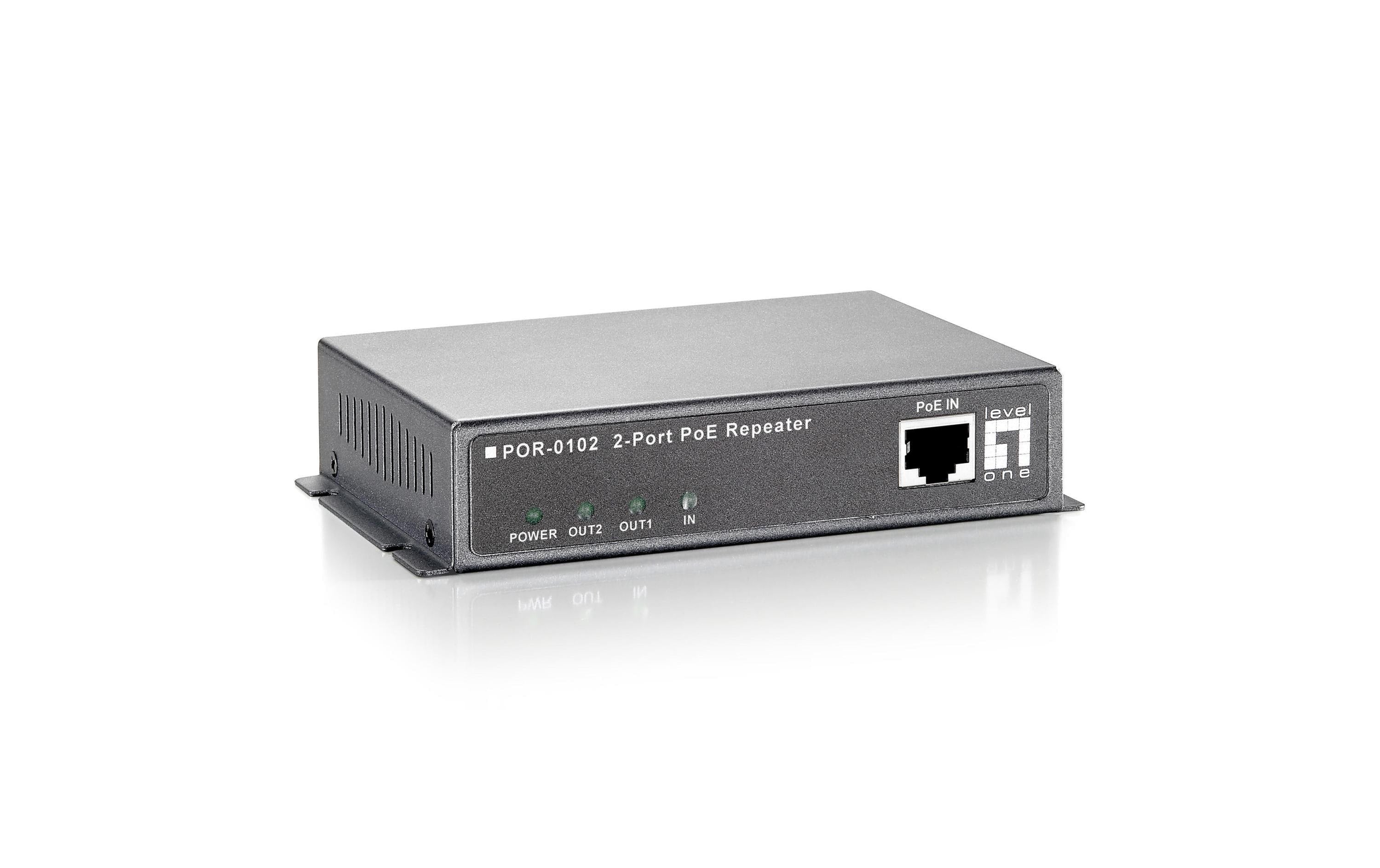 LevelOne POR-0102: 2xRJ45 PoE Extender,100m