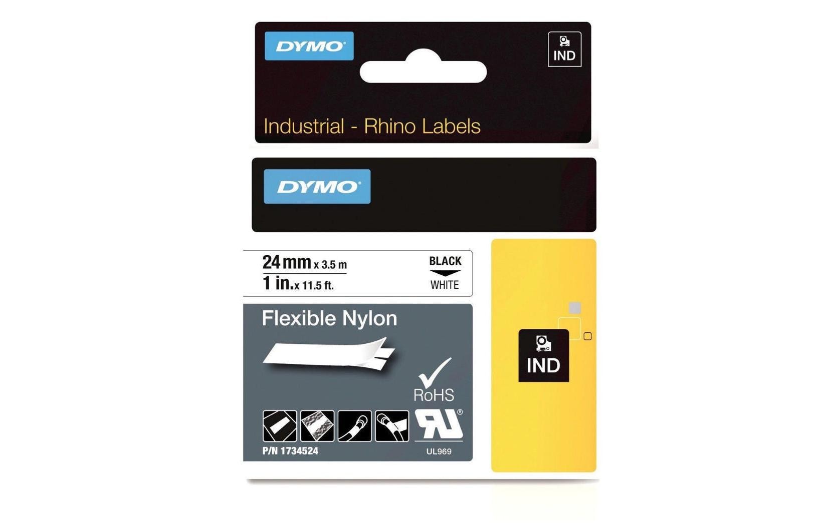 Dymo Rhino Schriftband, Nylon, weiss