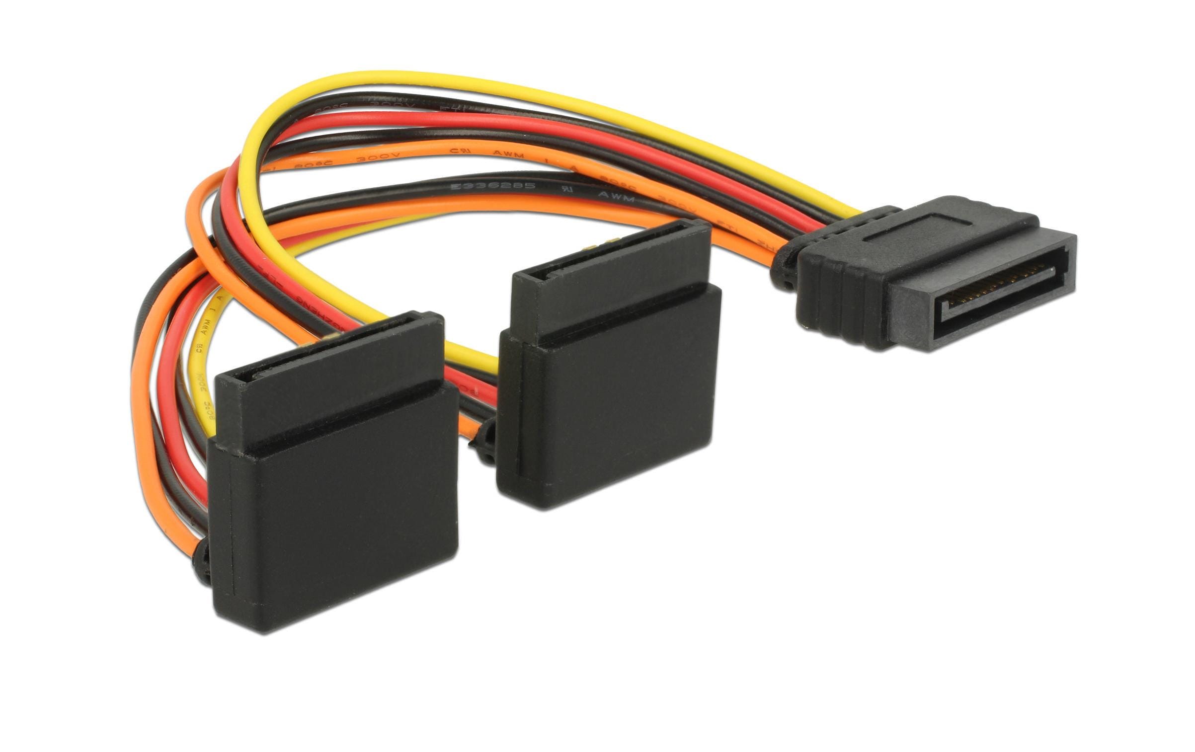 SATA zu 2x SATA Stromadapter, 90° gewinkelt