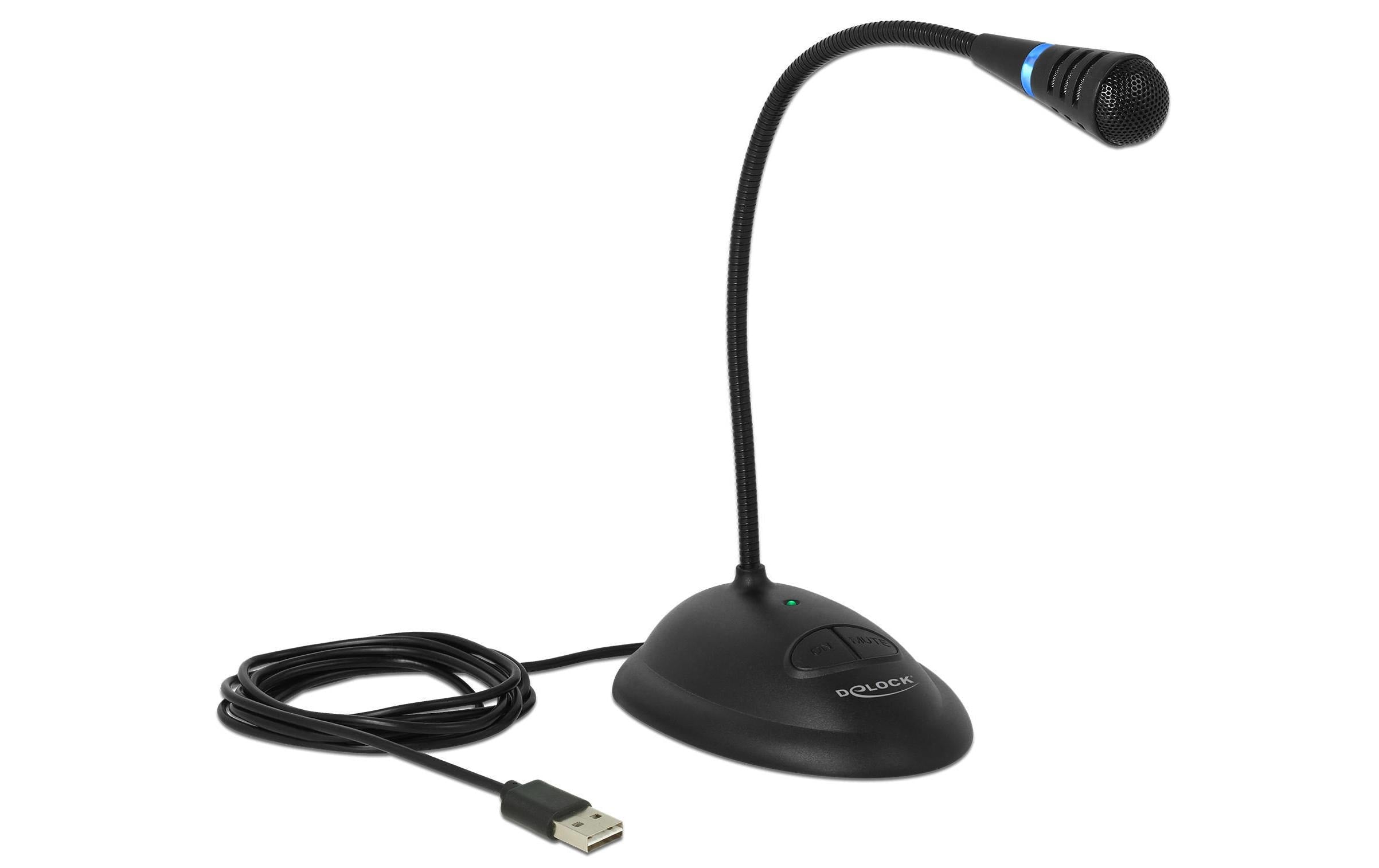 Delock USB Microphon mit Mute+On/Off Taste