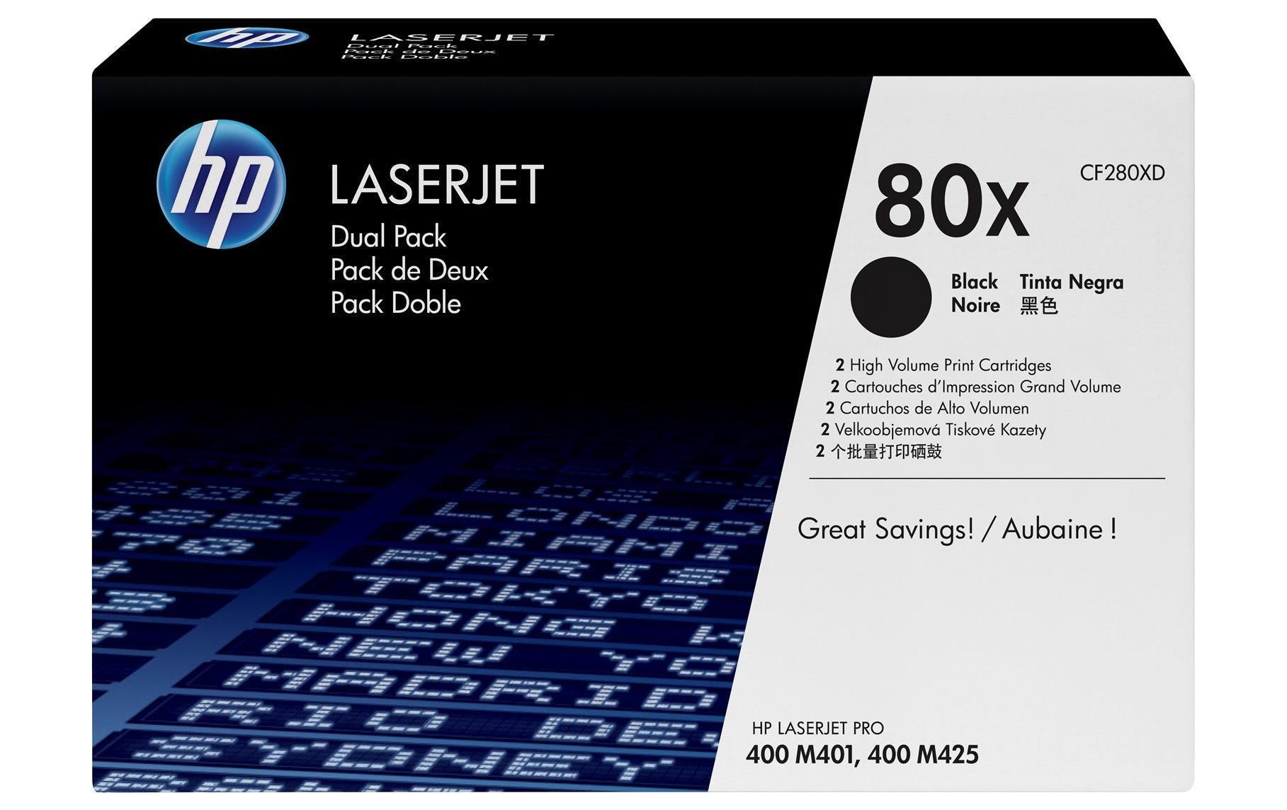 HP Toner 80X - Black 2er-Pack (CF280XD)