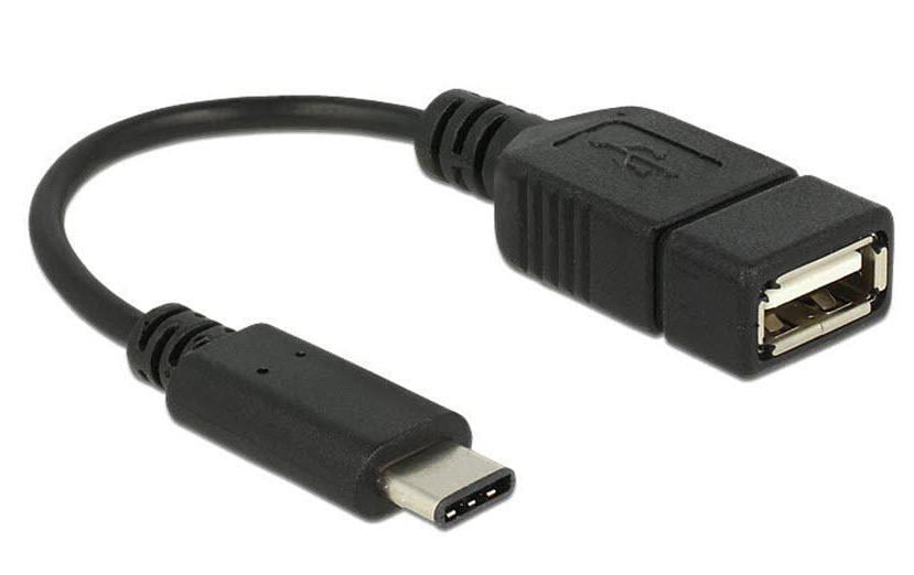 USB2.0-Adapterkabel A-C, 15cm, schwarz