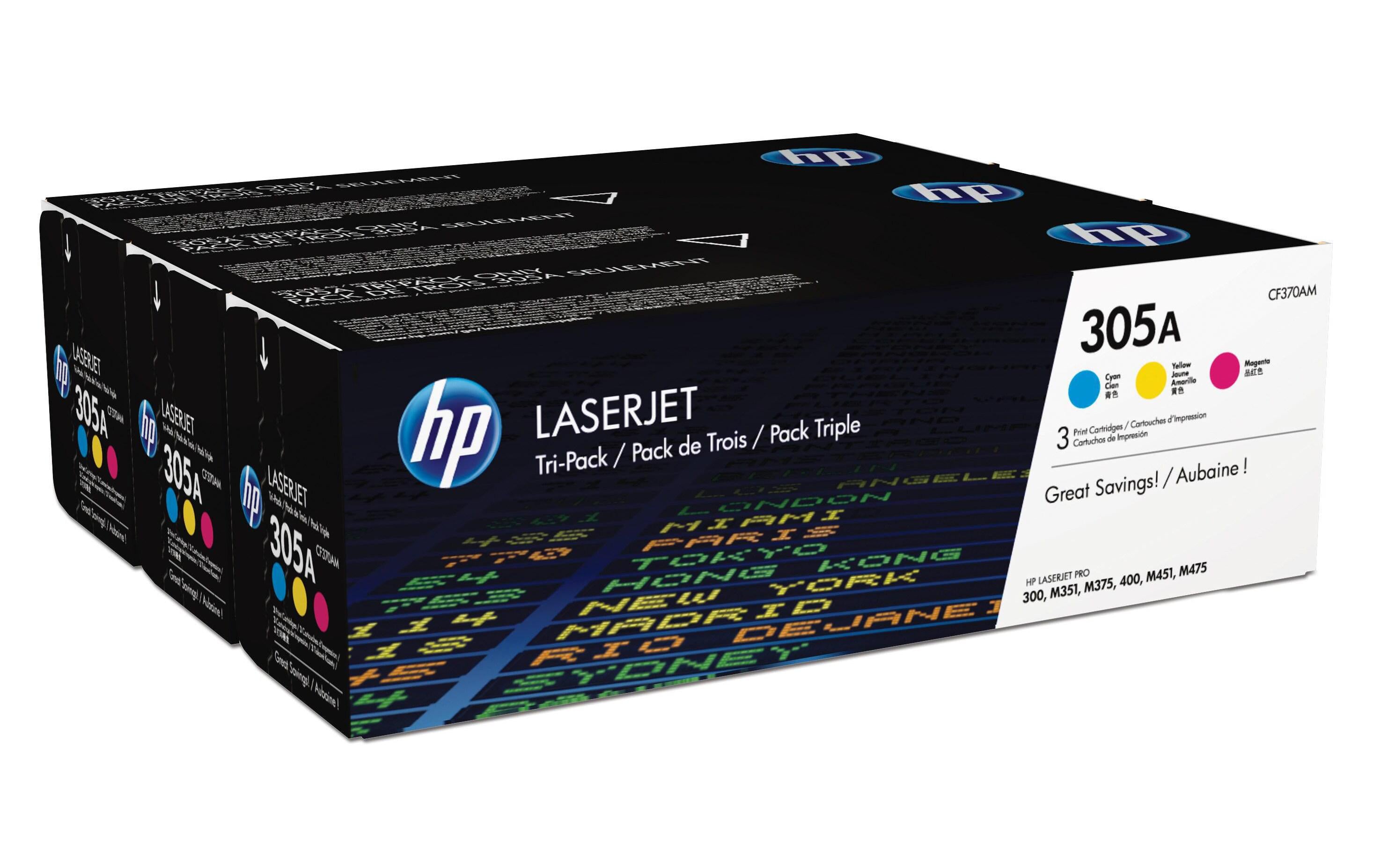 HP, Toner Nr. 305A (CF370AM) Cyan/Magenta/Y