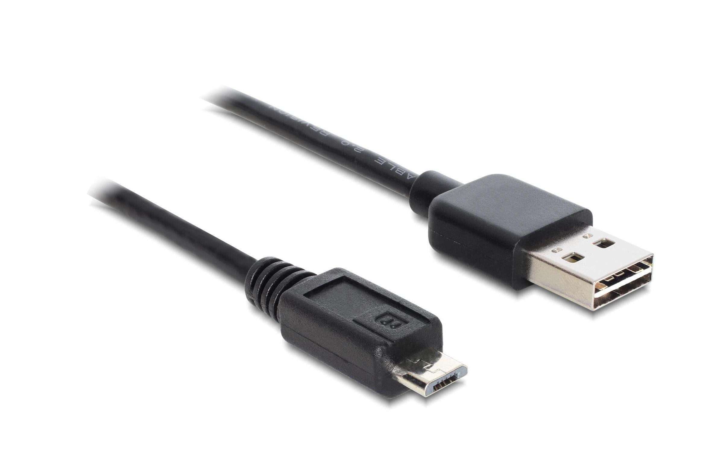 USB2.0-Kabel Easy A-MicroB: 0.5m, schwarz