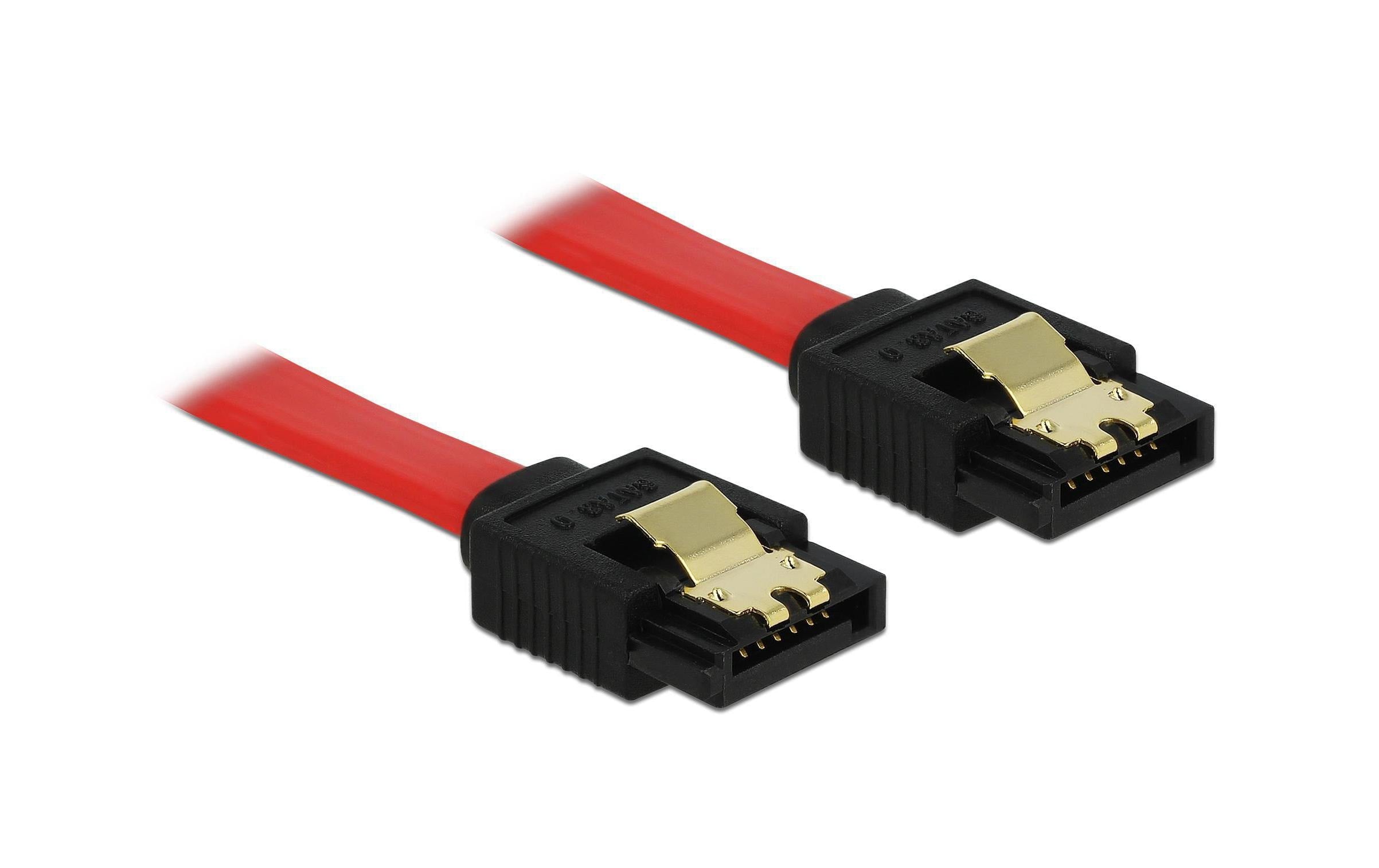 Delock SATA3 Kabel: 1.0m, Metall Clip, rot