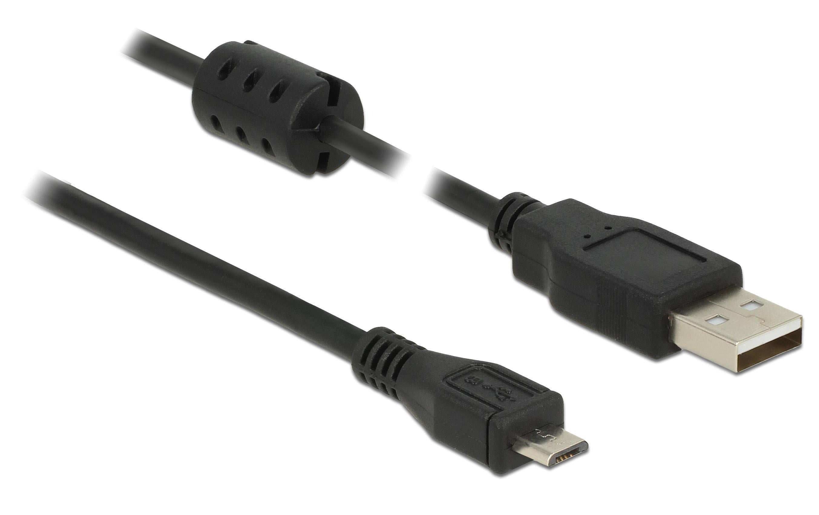Delock USB2.0 A-MicroB, 2m, Schwarz