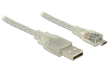 Delock USB2 Kabel A-MicroB, 2m, transparent