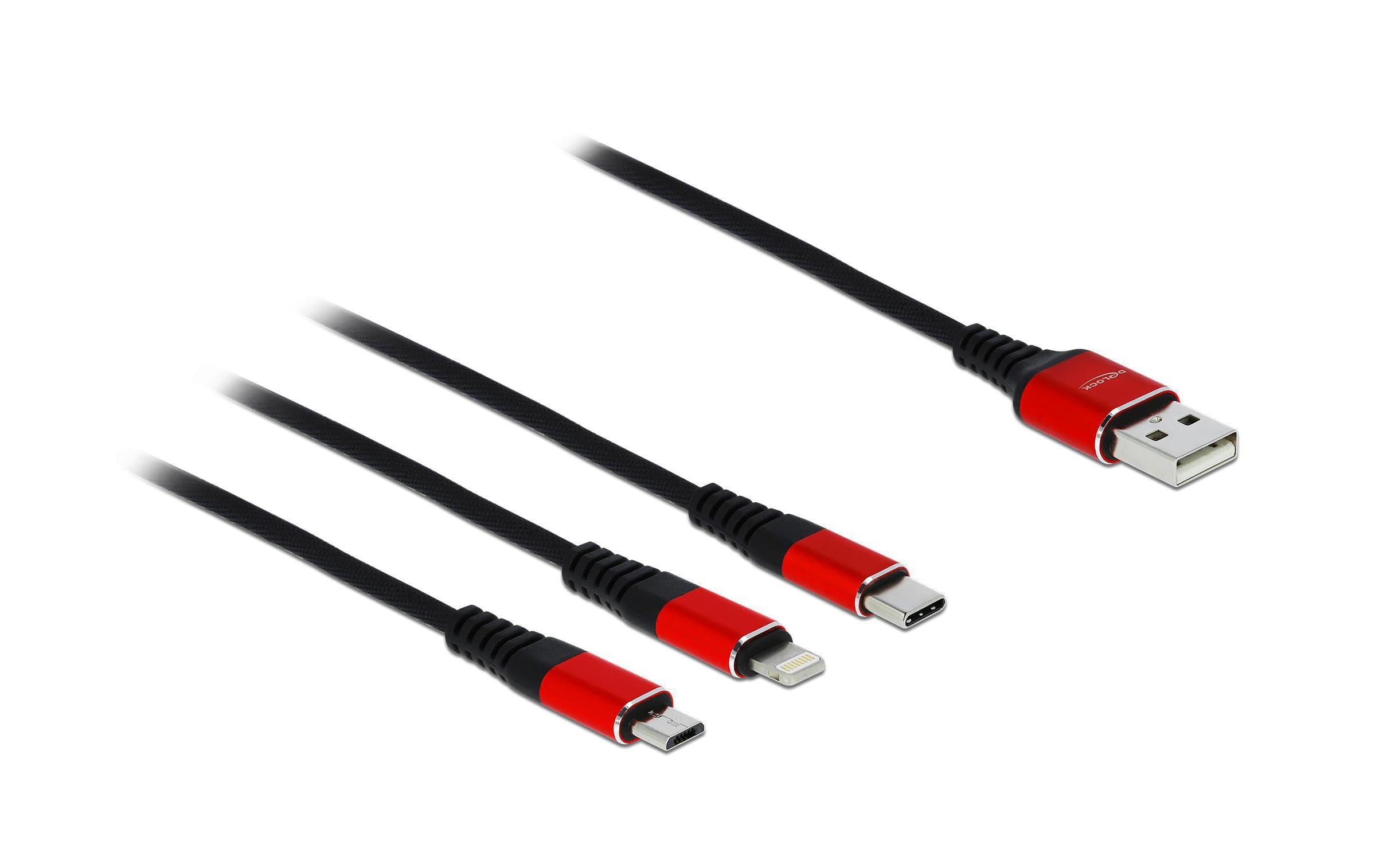 Delock USB2.0-Ladekabel 3 in 1, 1m