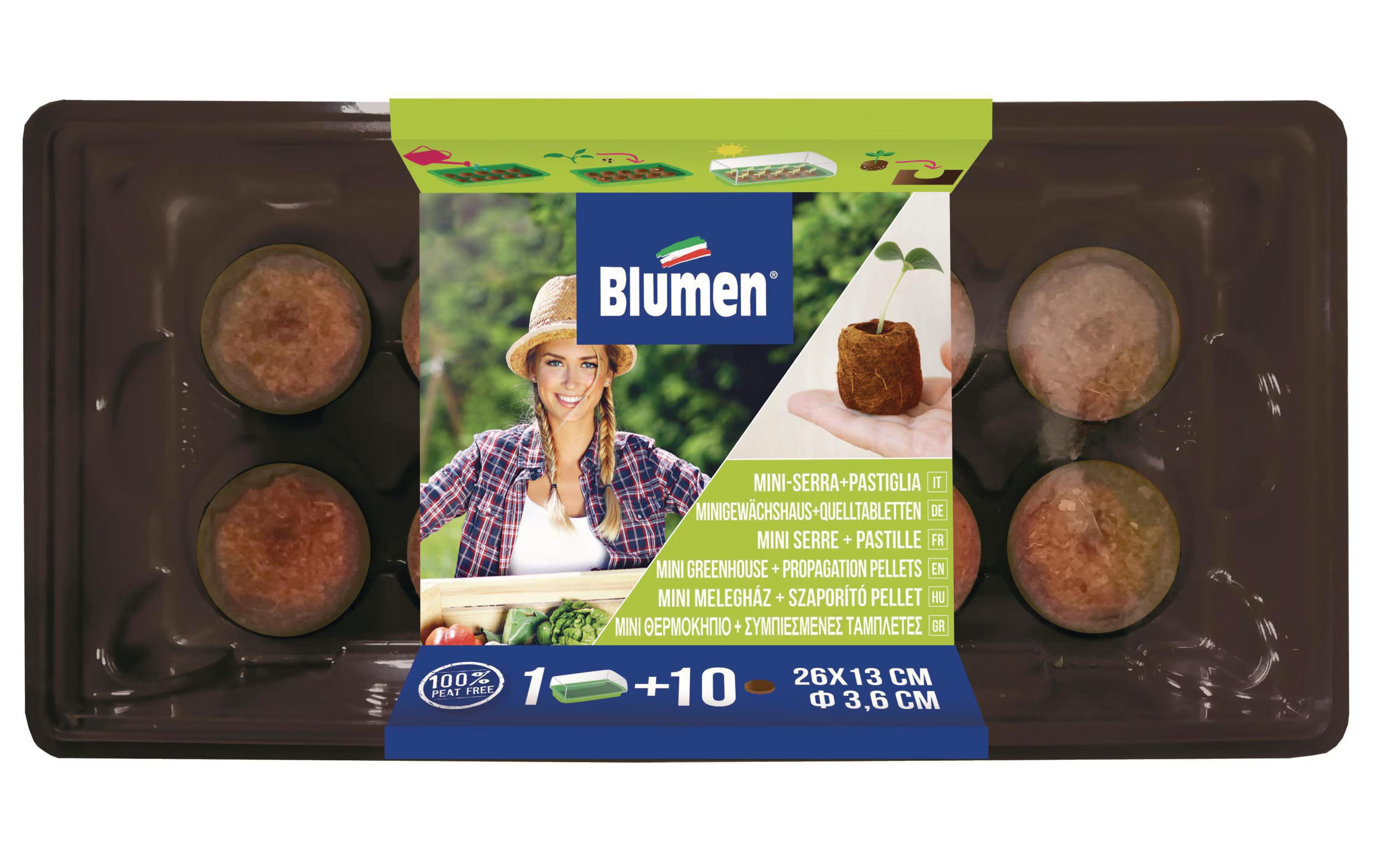 Blumen Gewächshaus + 10 Kokosquelltabl.
