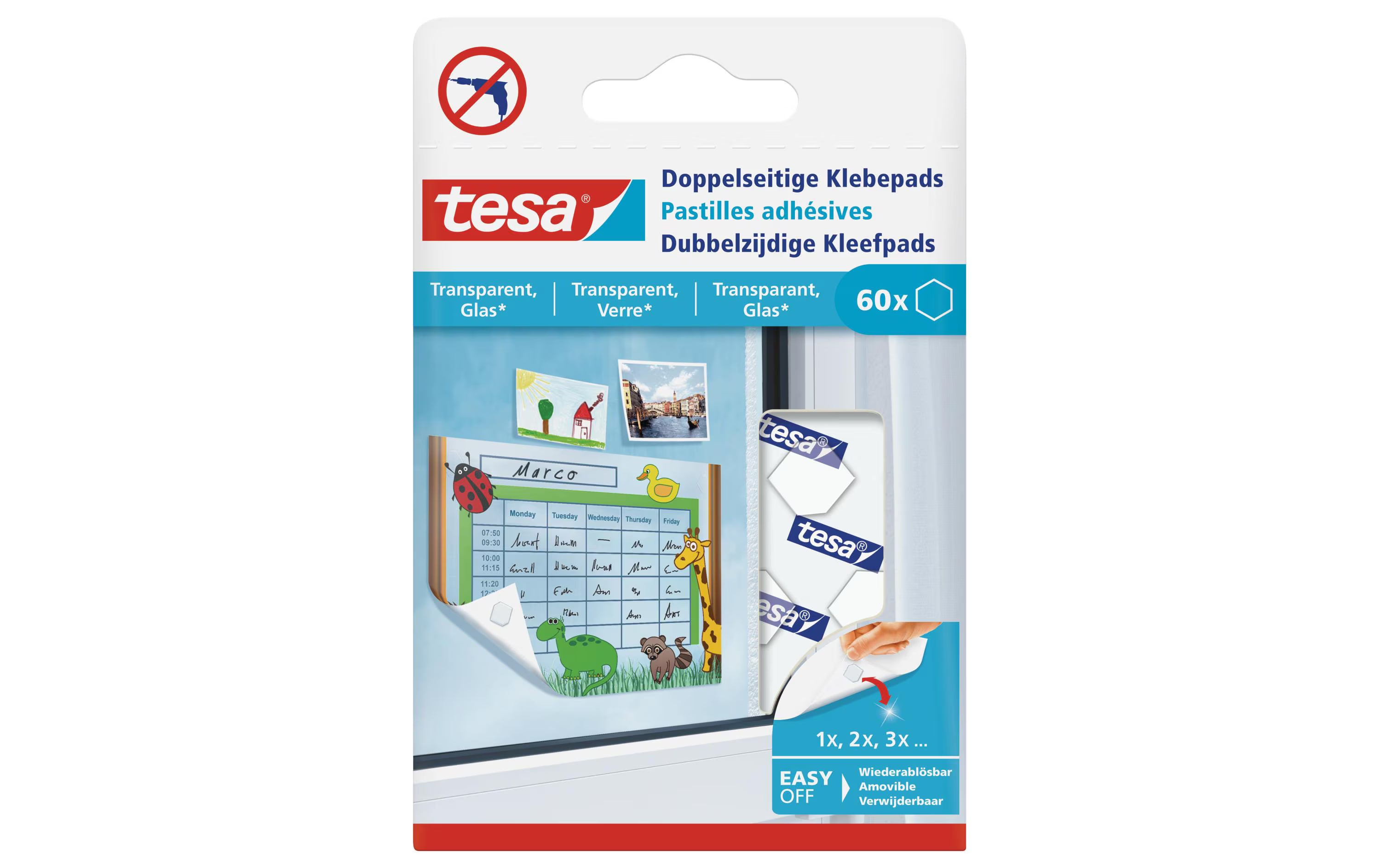 Tesa Doppelseitige Klebepads transparent