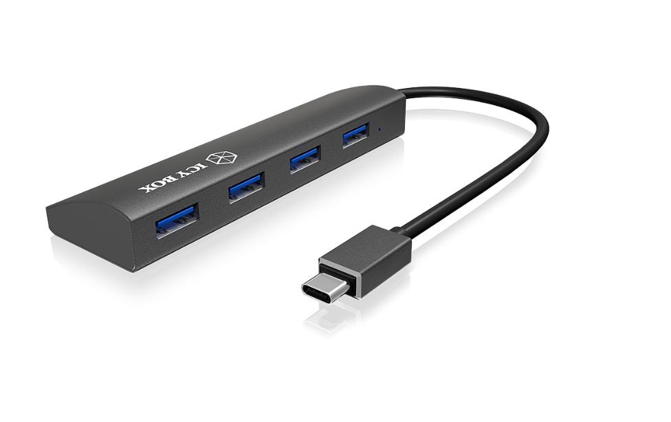 ICY BOX IB-AC6405-C, grau, 4x USB3.0 Hub,