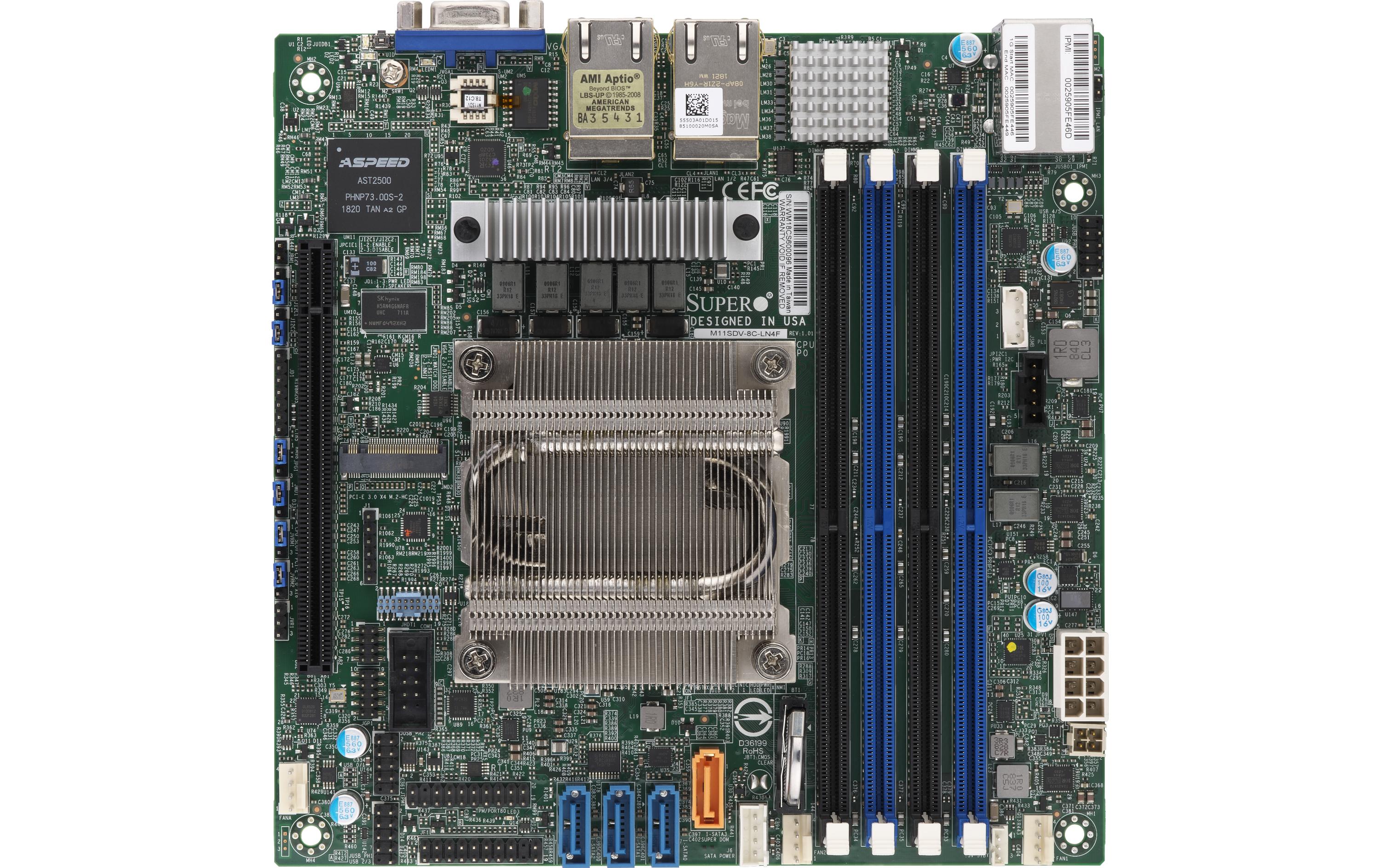 Supermicro M11SDV-8C-LN4F: Mini-ITX 8 Core