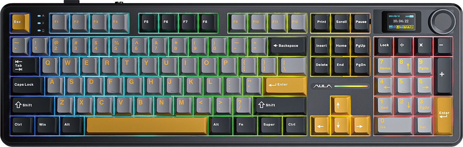 AULA Tastiera Gaming F108 Pro Gray Orange Deep Gray ANSI US
