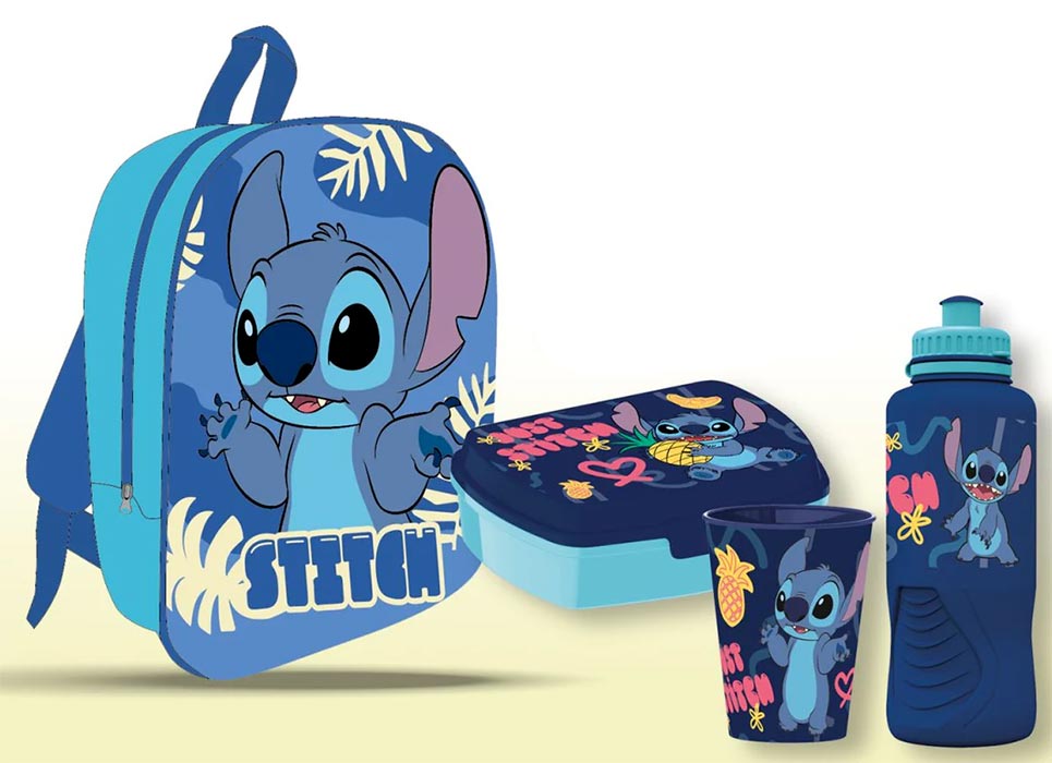 Zaino + Gift Set 3 in 1 Disney Stitch Blu