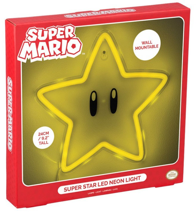 Paladone Lampada Neon da Muro Super Mario Super Star