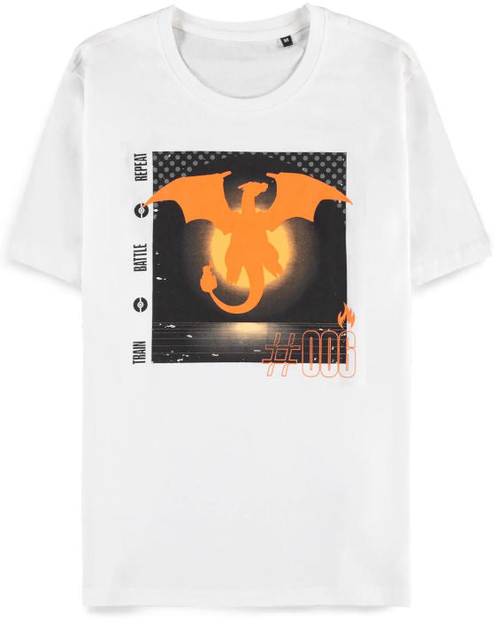 T-Shirt Pokemon Charizard Train Battle Repeat Uomo XL
