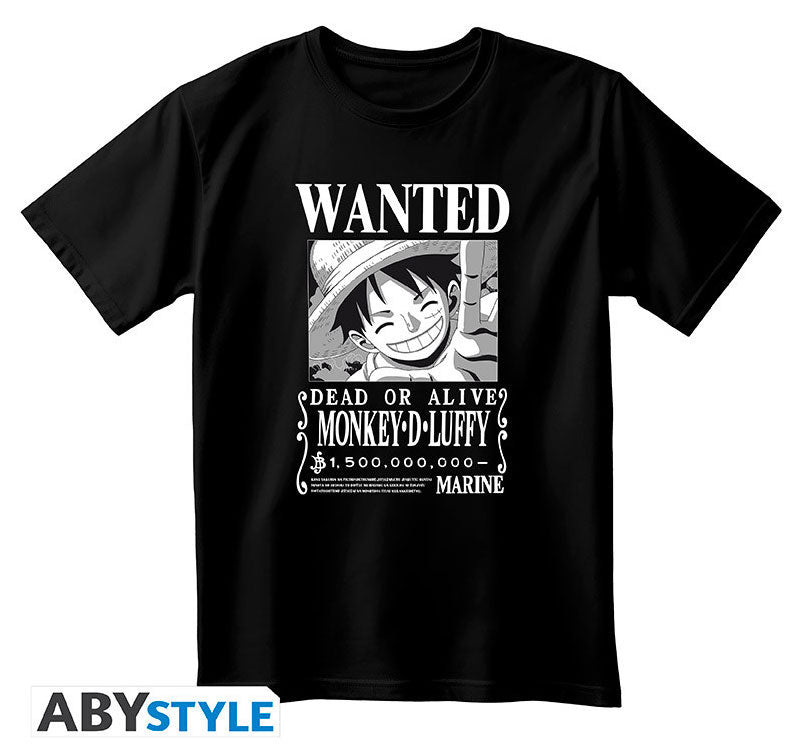 T-Shirt One Piece Monkey D.Luffy Wanted S Black