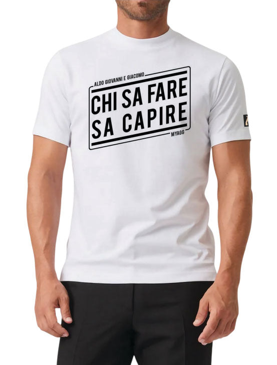 MYAGG T-Shirt Chi Sa Fare Sa Capire Bianca XXL