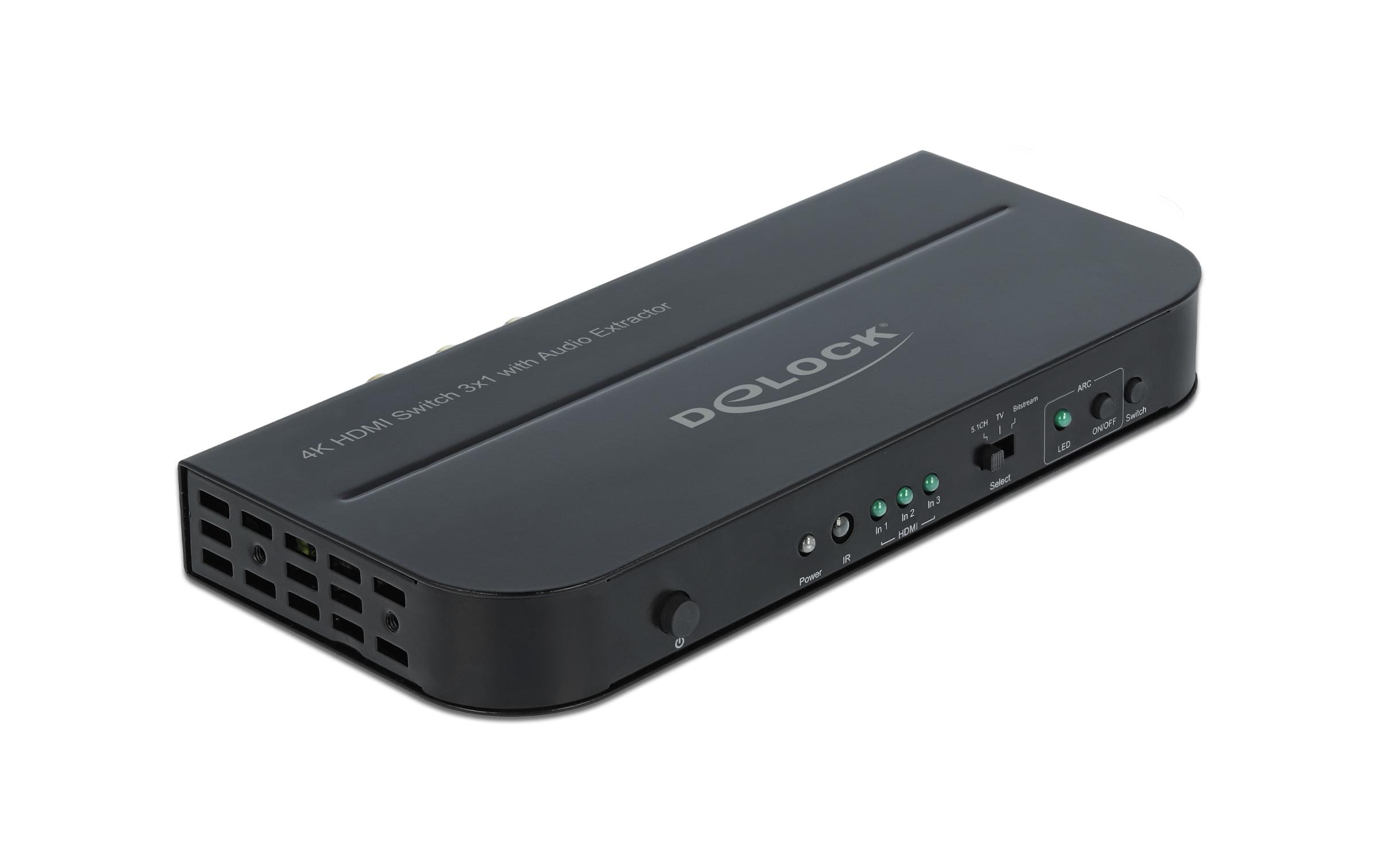 Delock 3 Port HDMI Switch 4K/60Hz, Audio ex