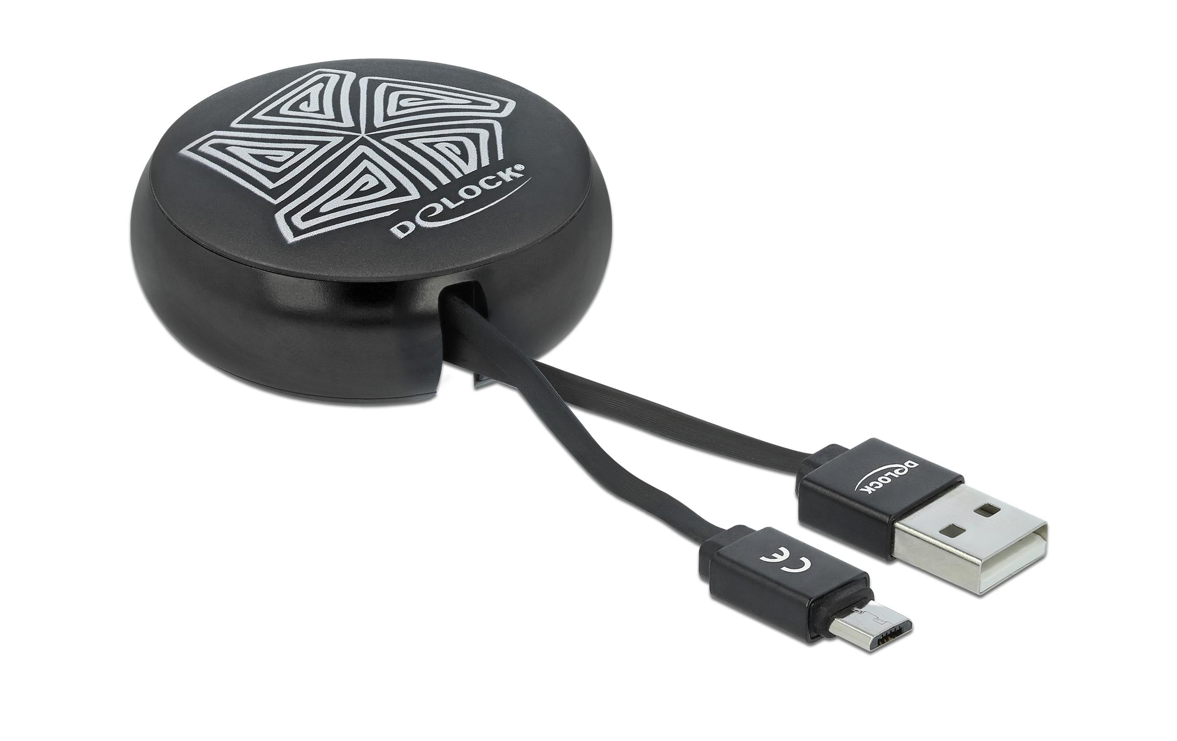 USB2.0 Aufrollkabel, 92cm, A-MicroB