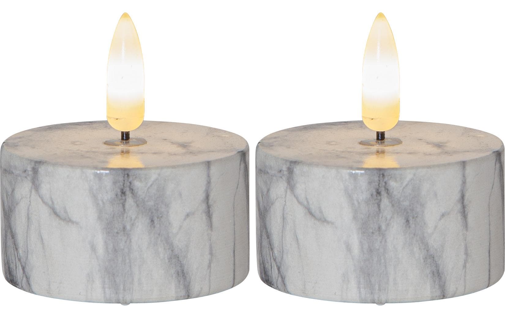 Star Trading LED Teelicht 2er Flame Marble