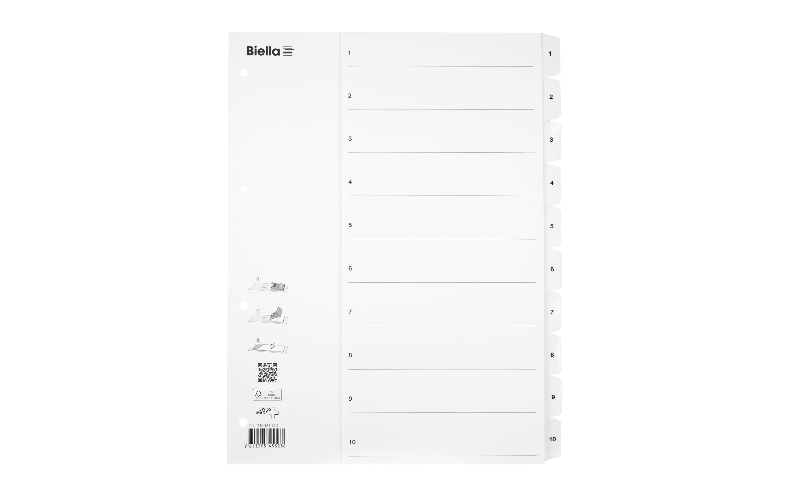 Biella Register Karton A4 1-10, 4Loch