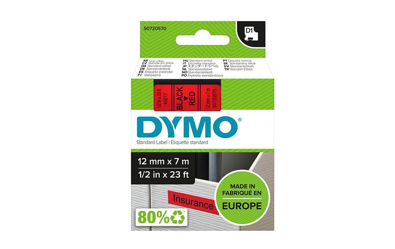 Dymo Schriftband D1, 12mm x 7m, Band: rot