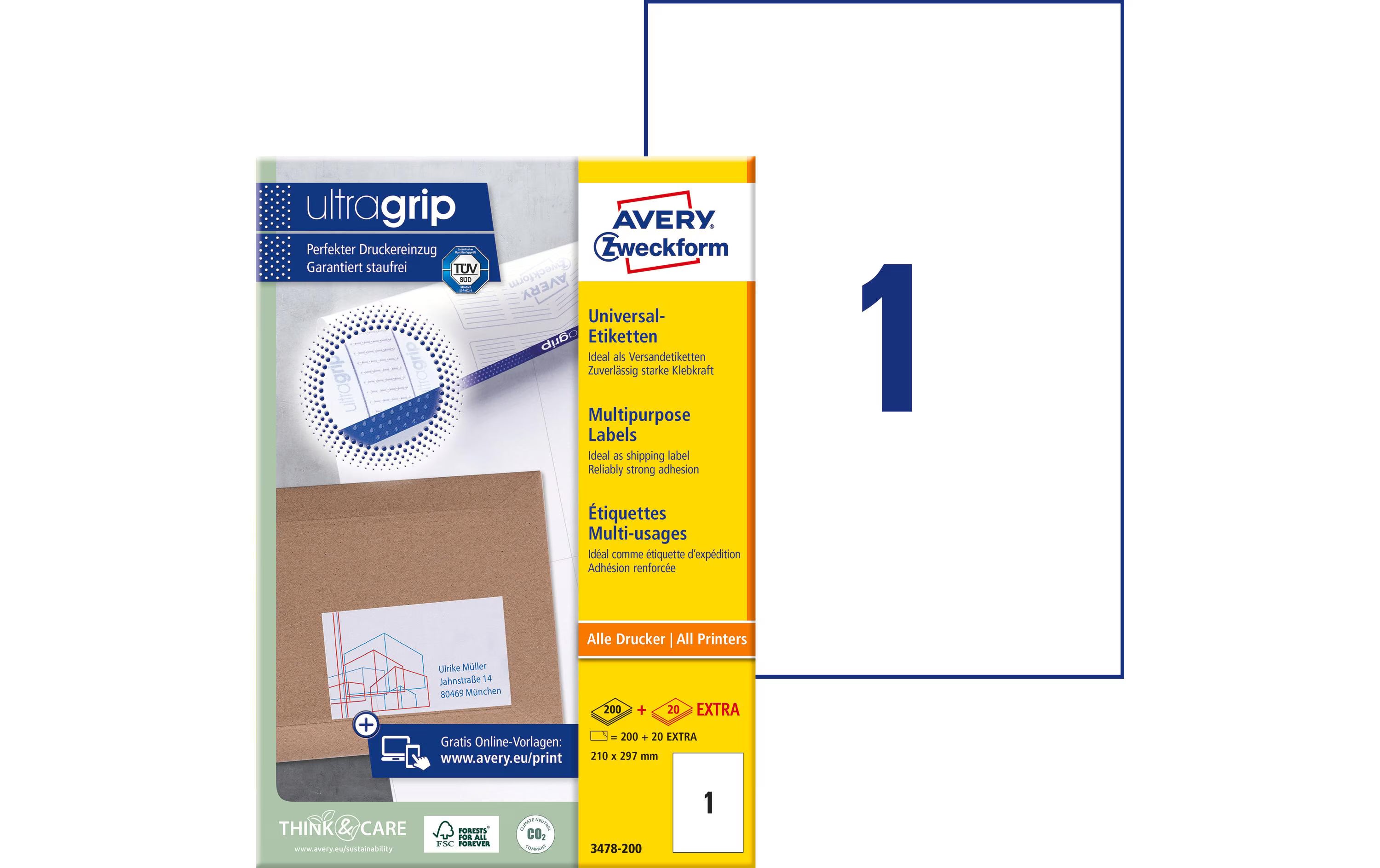 Avery Zweckform Etiketten A4, 210x297mm