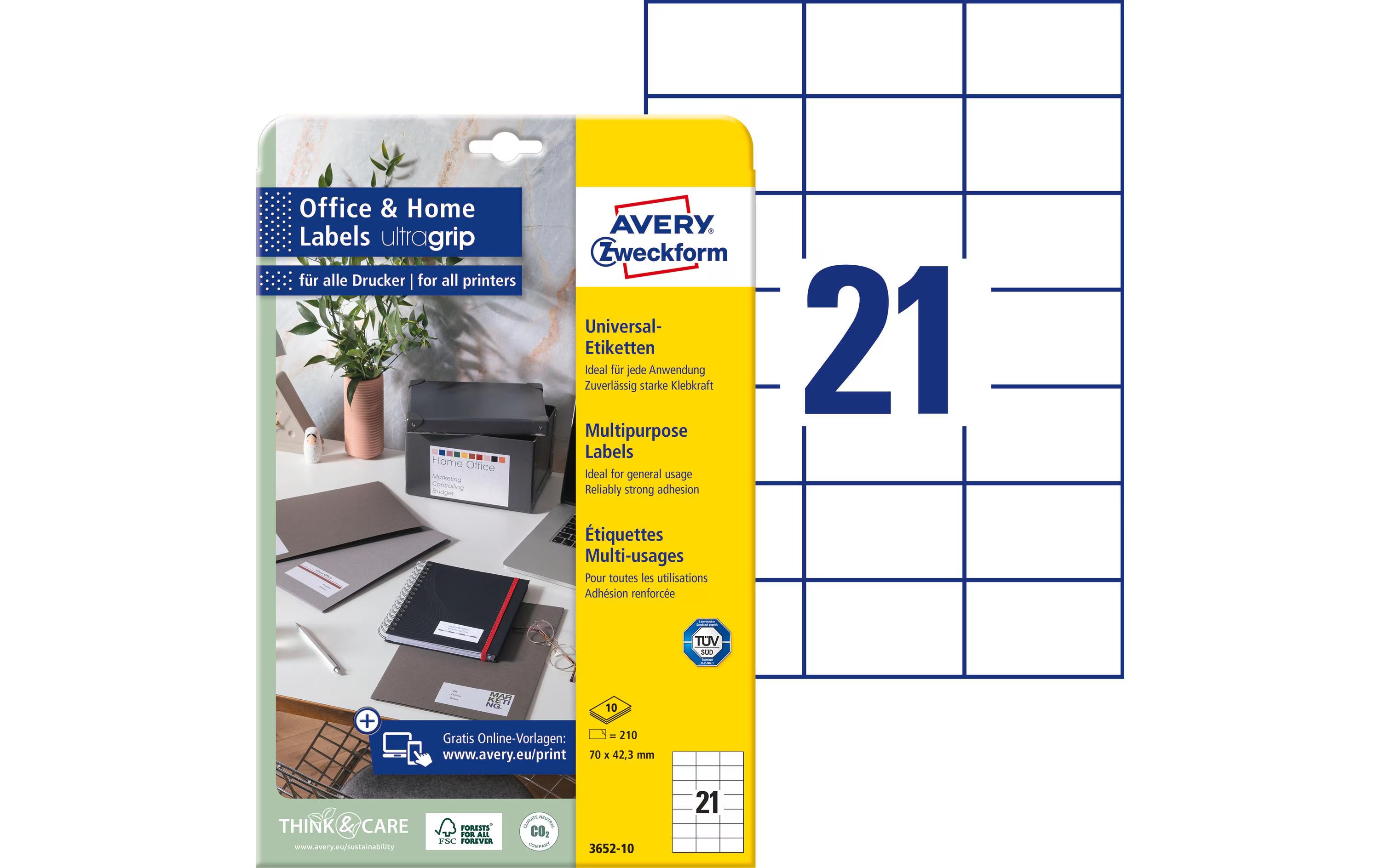 Avery Zweckform Etiketten A4, 70x42.3mm