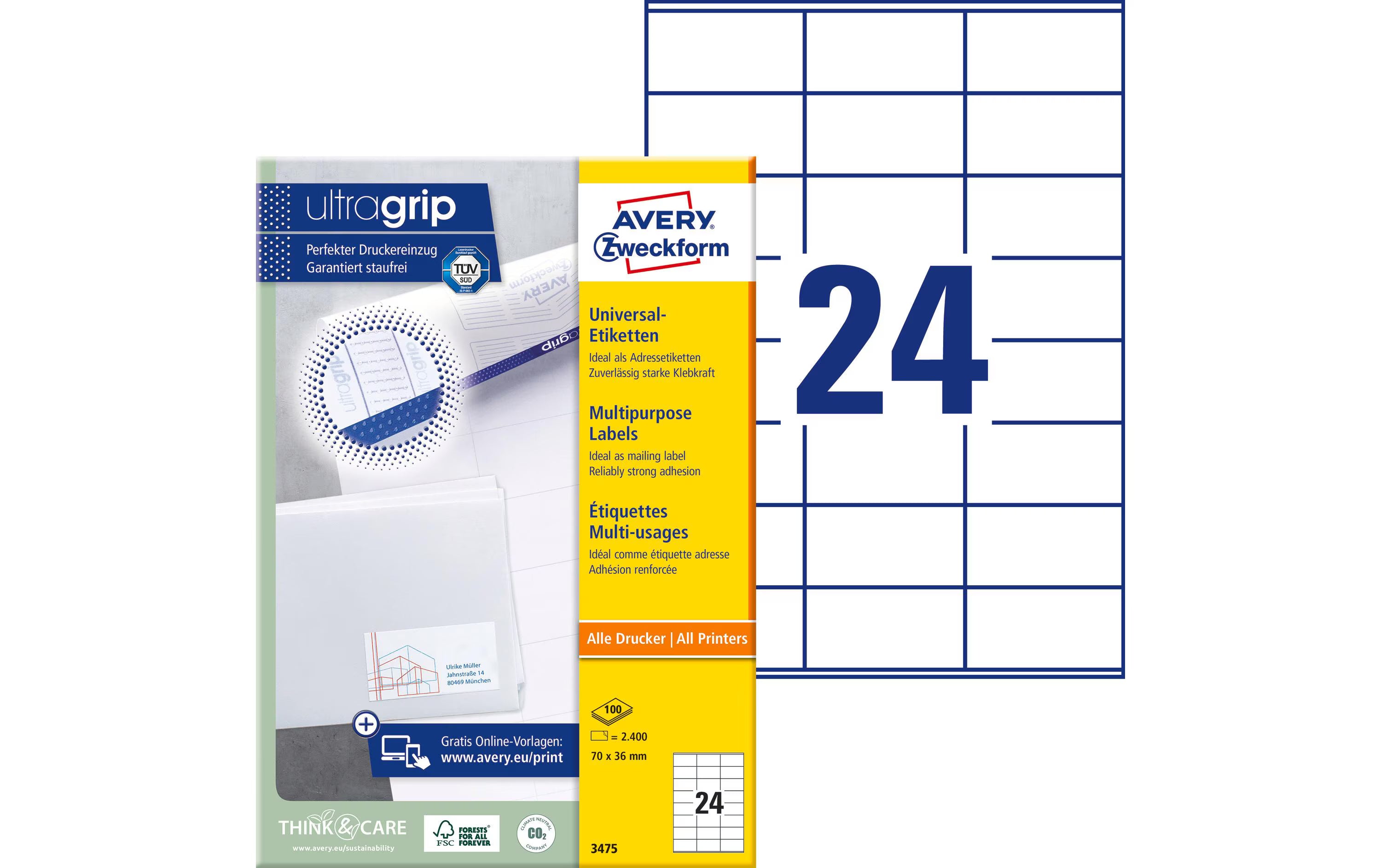 Avery Zweckform Etiketten A4, 70x36mm