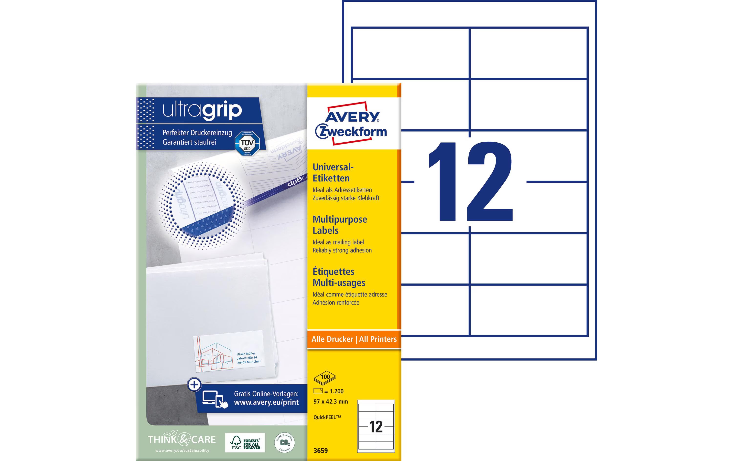 Avery Zweckform Etiketten A4, 97x42.3mm