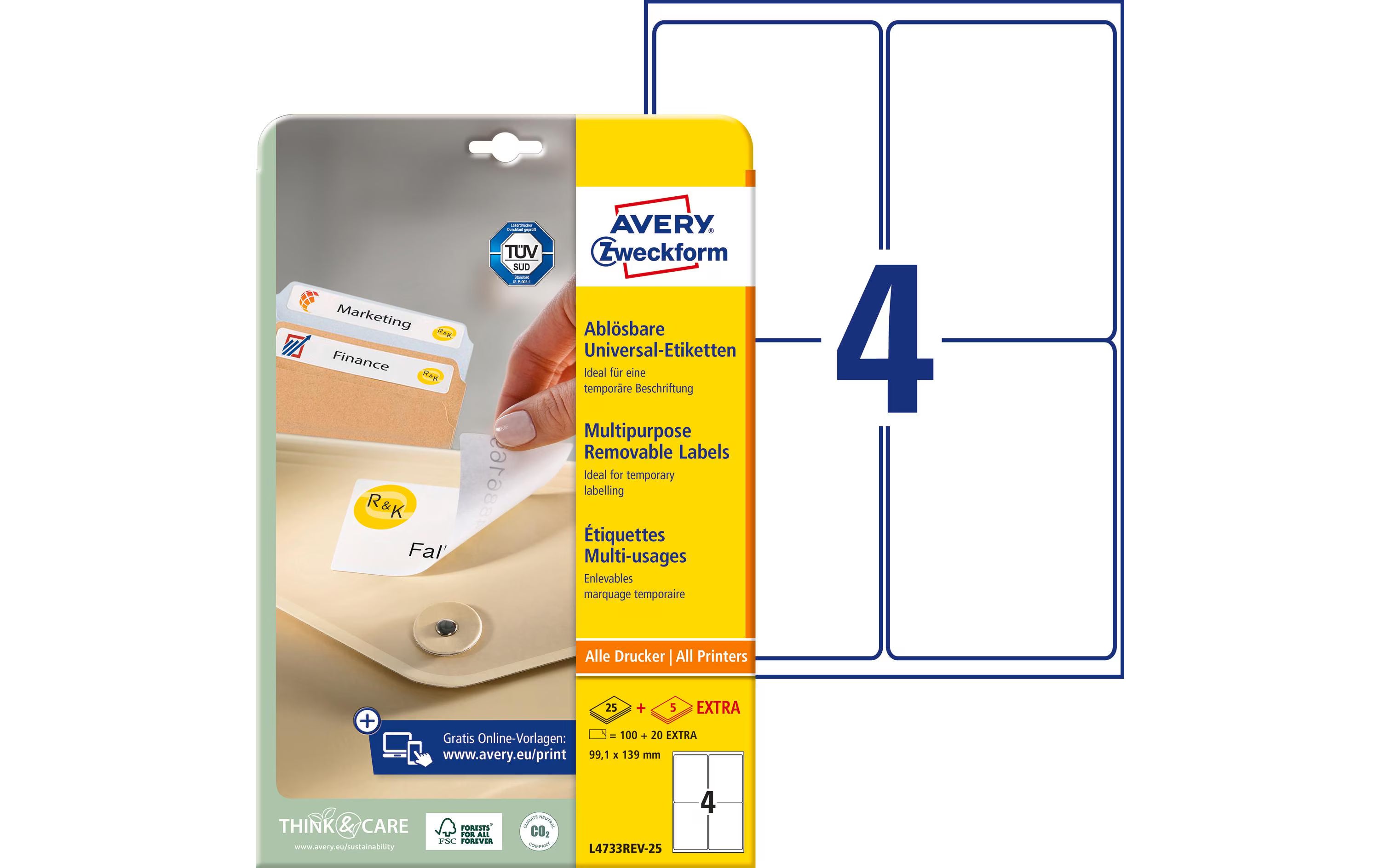 Avery Zweckform Etiketten, 99.1 x 139 mm